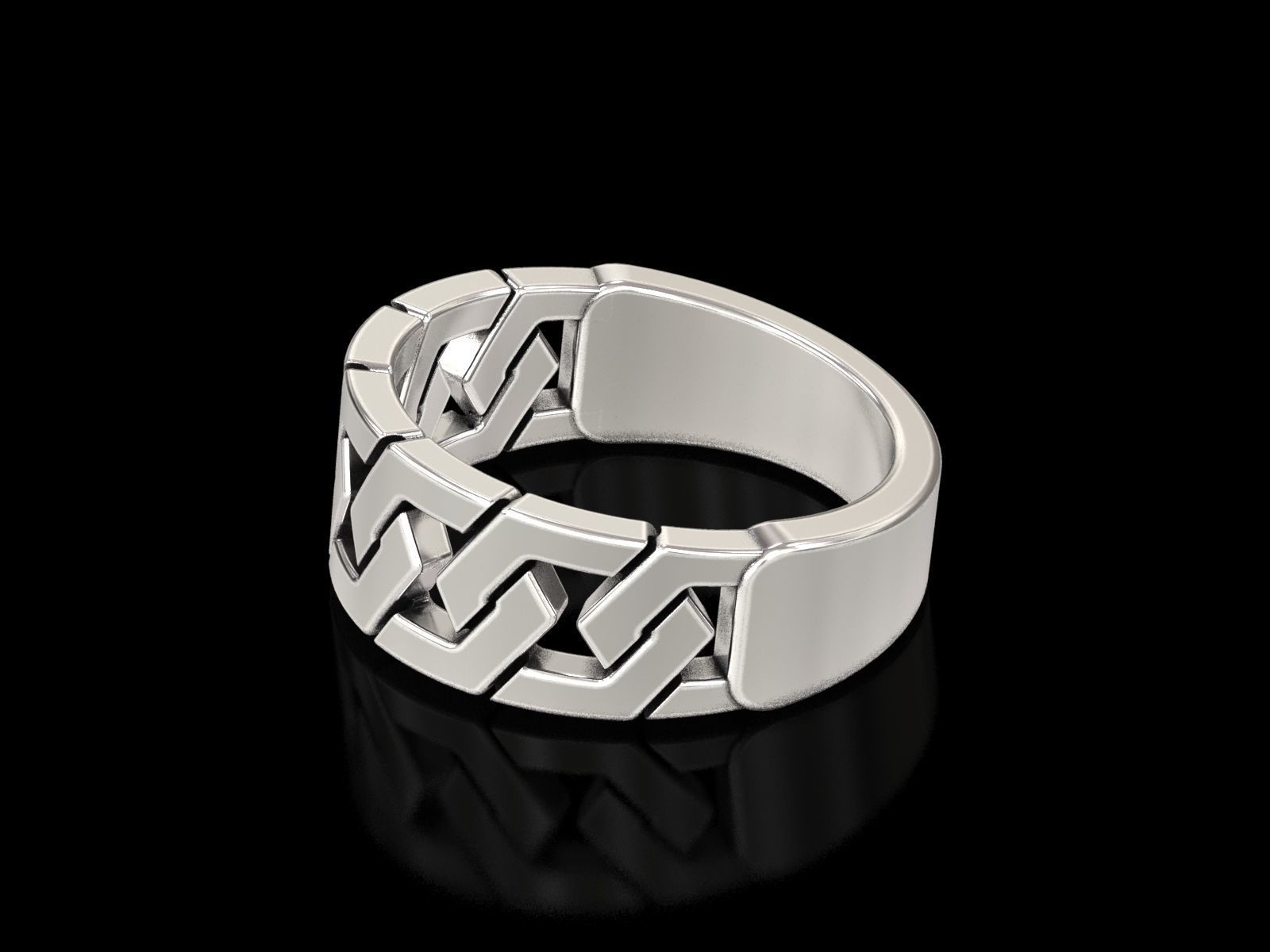 Hexagonal Cuban Chain Ring V2 3D print model_10