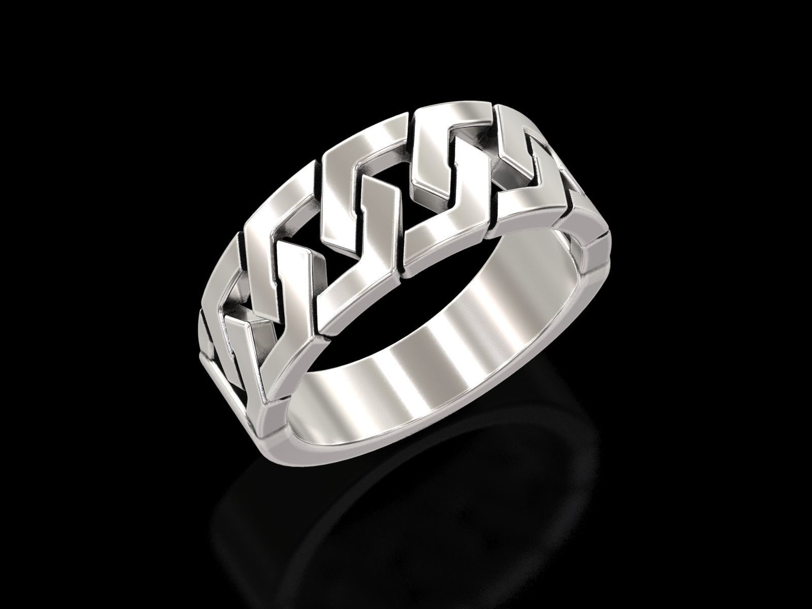 Hexagonal Cuban Chain Ring V2 3D print model_6