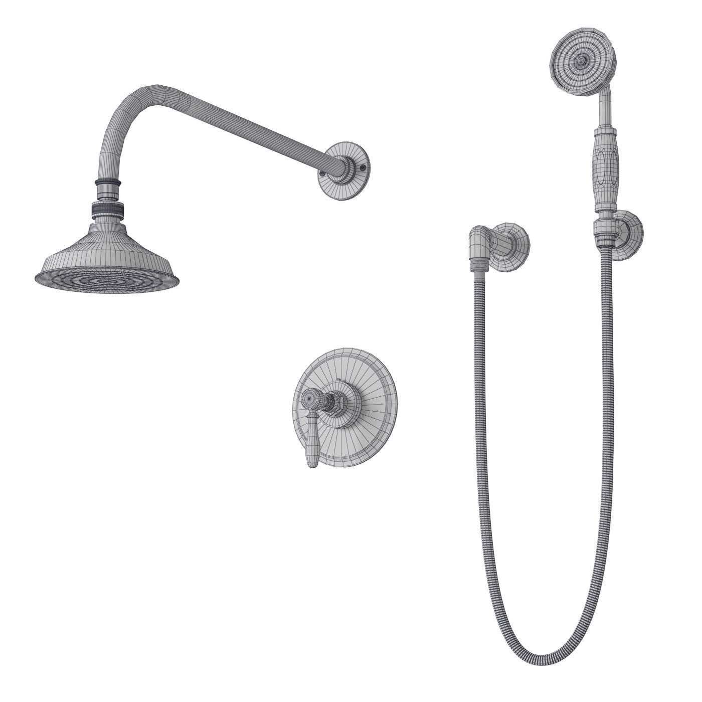 Waterworks Easton shower set Low-poly 3D model_5