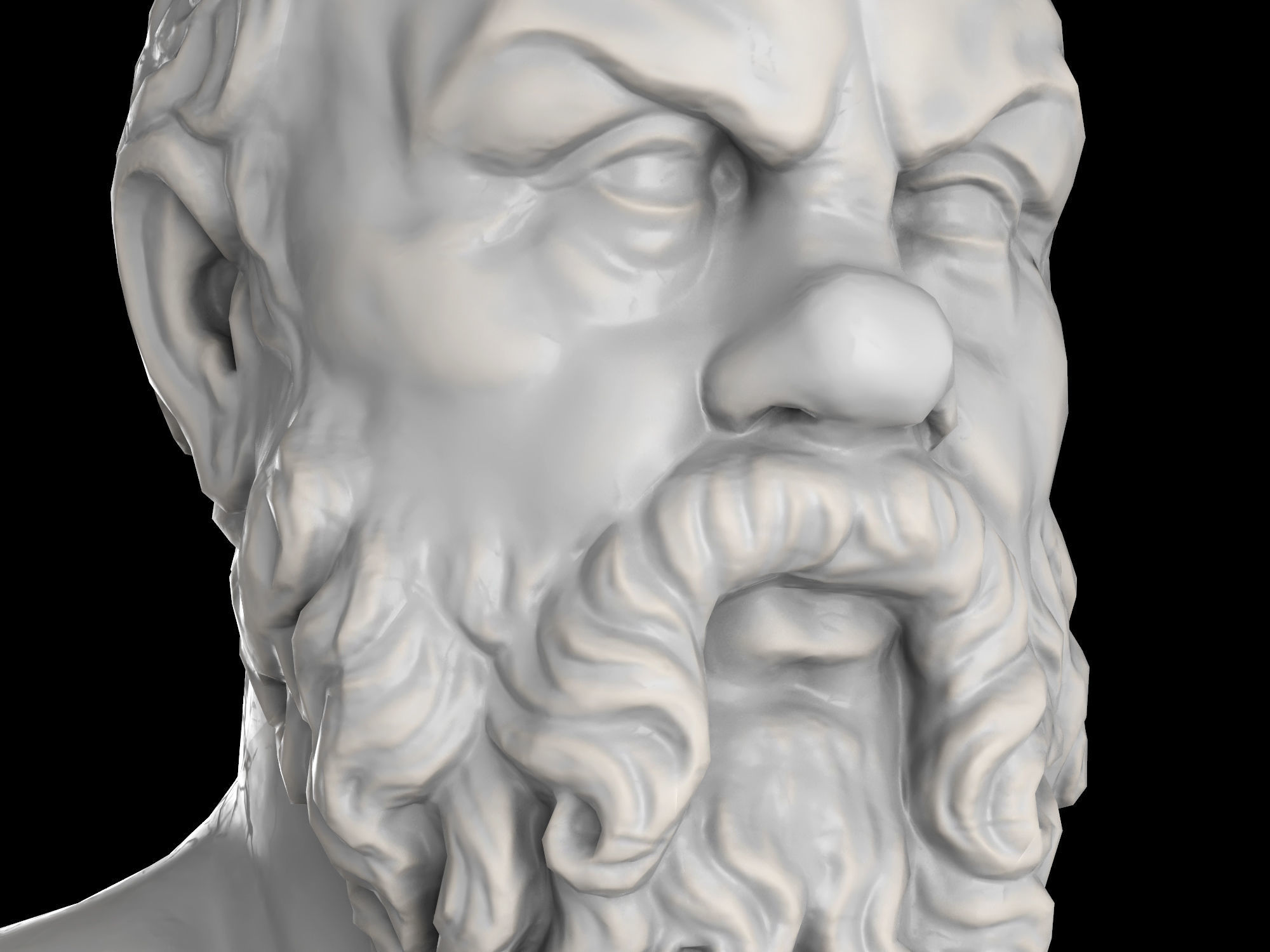 Socrates herm sculpture Low-poly 3D model_8