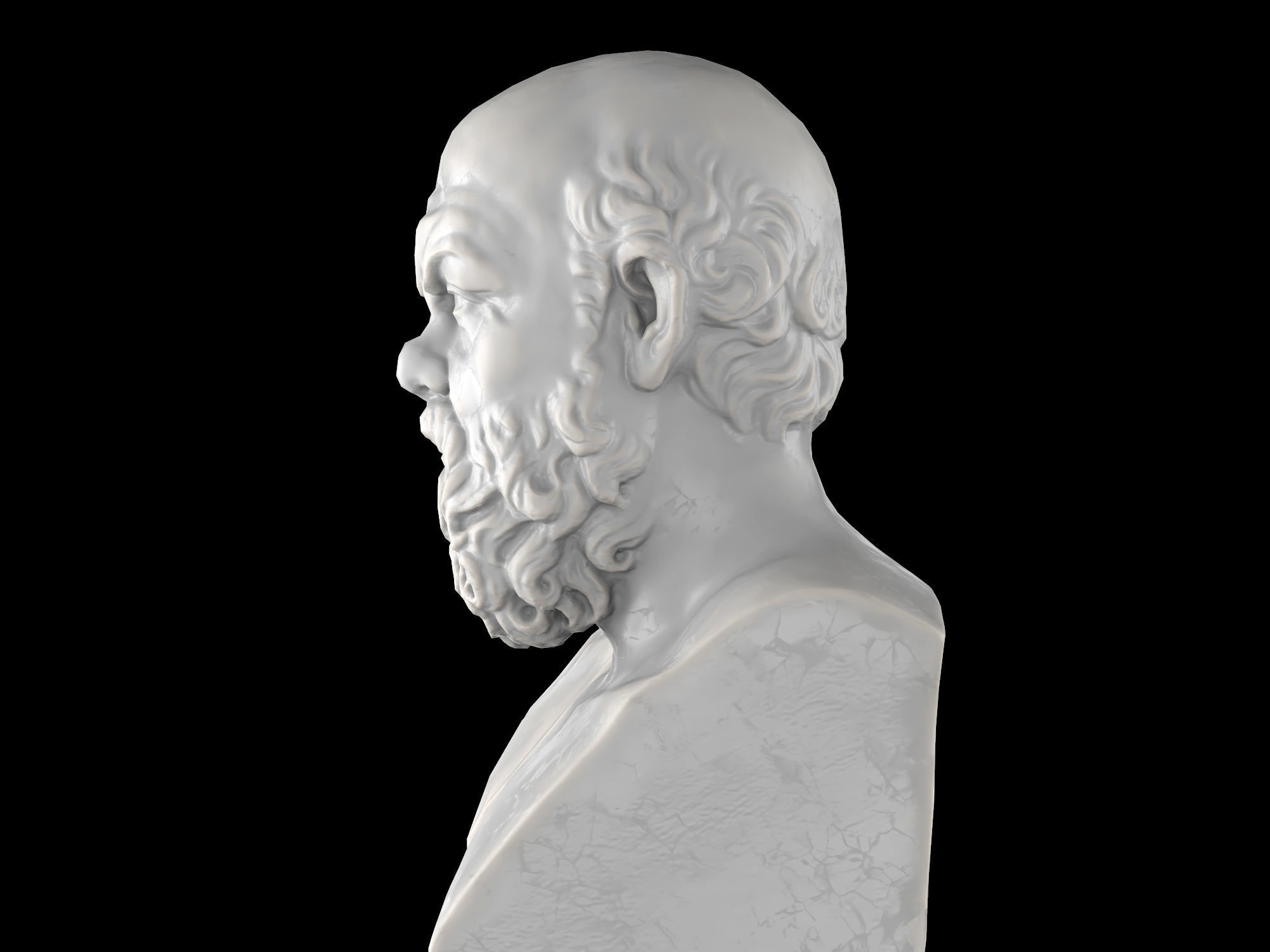 Socrates herm sculpture Low-poly 3D model_2