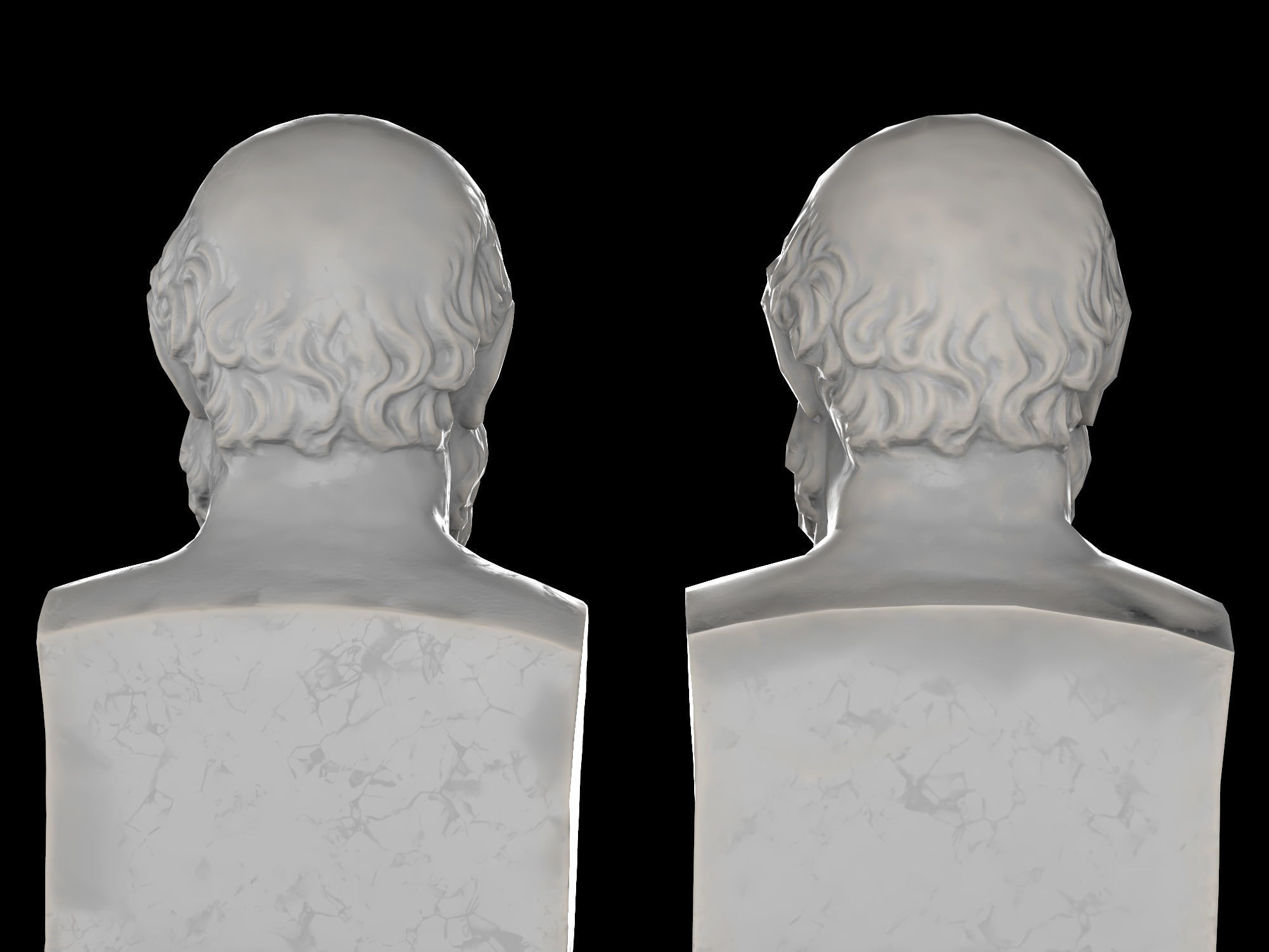 Socrates herm sculpture Low-poly 3D model_4