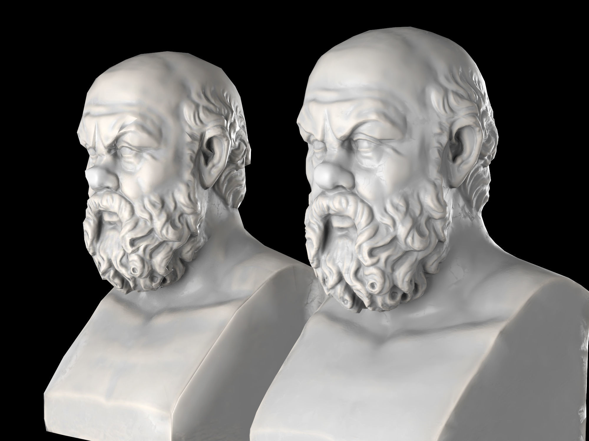 Socrates herm sculpture Low-poly 3D model_1