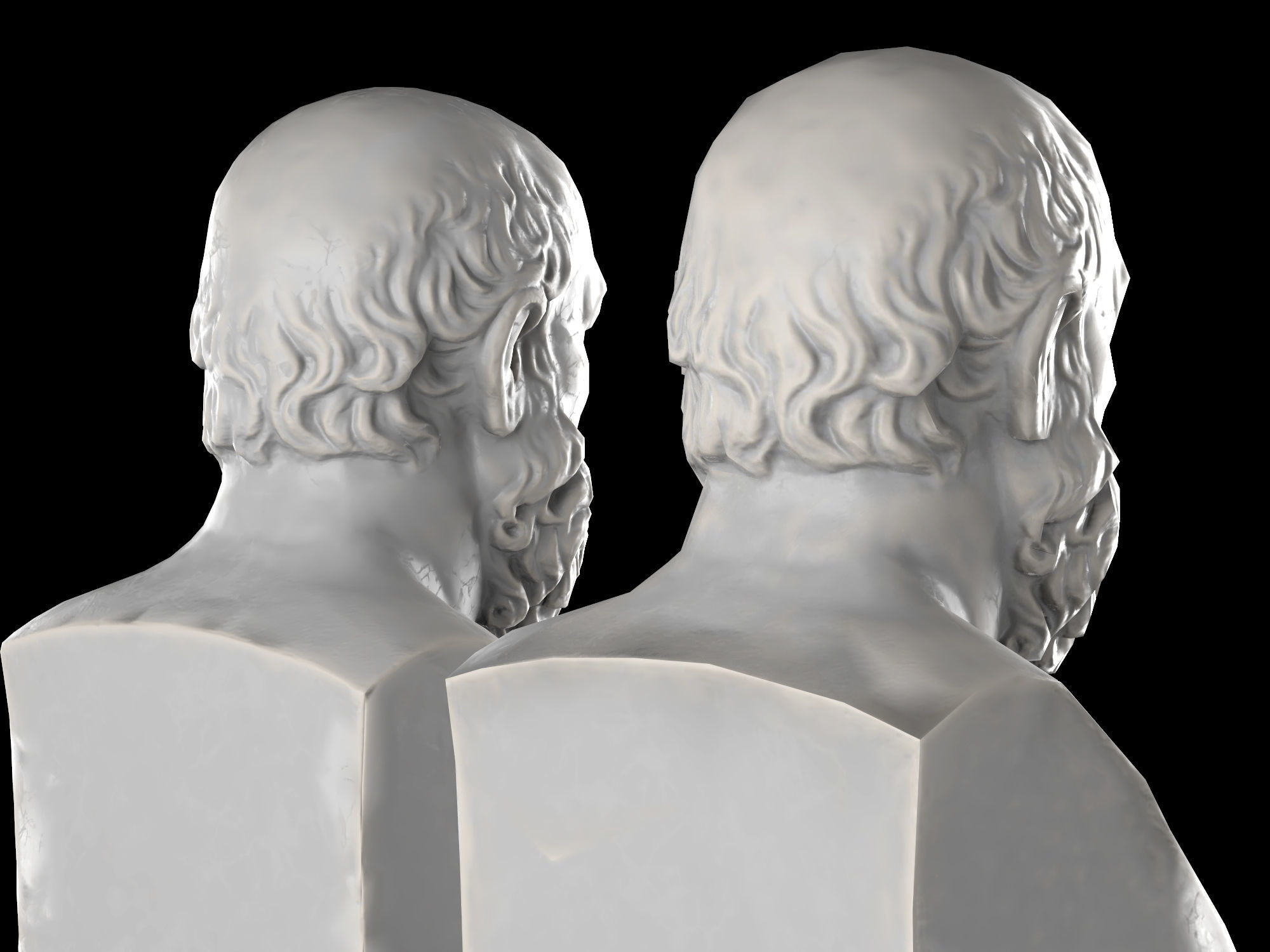 Socrates herm sculpture Low-poly 3D model_5