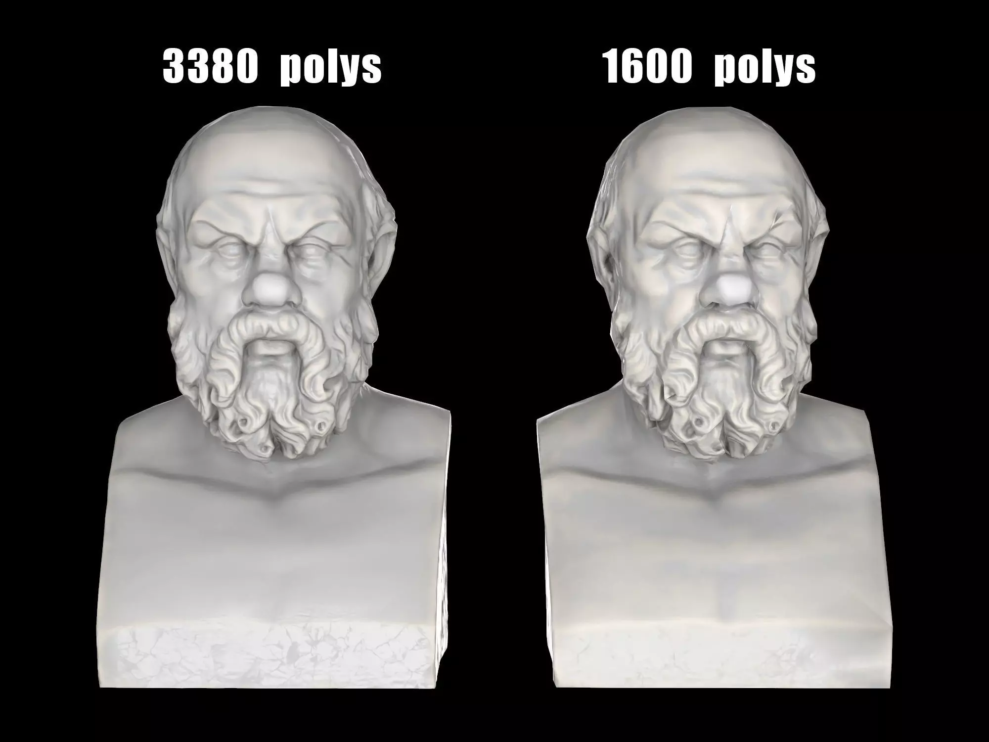 Socrates herm sculpture Low-poly 3D model_0