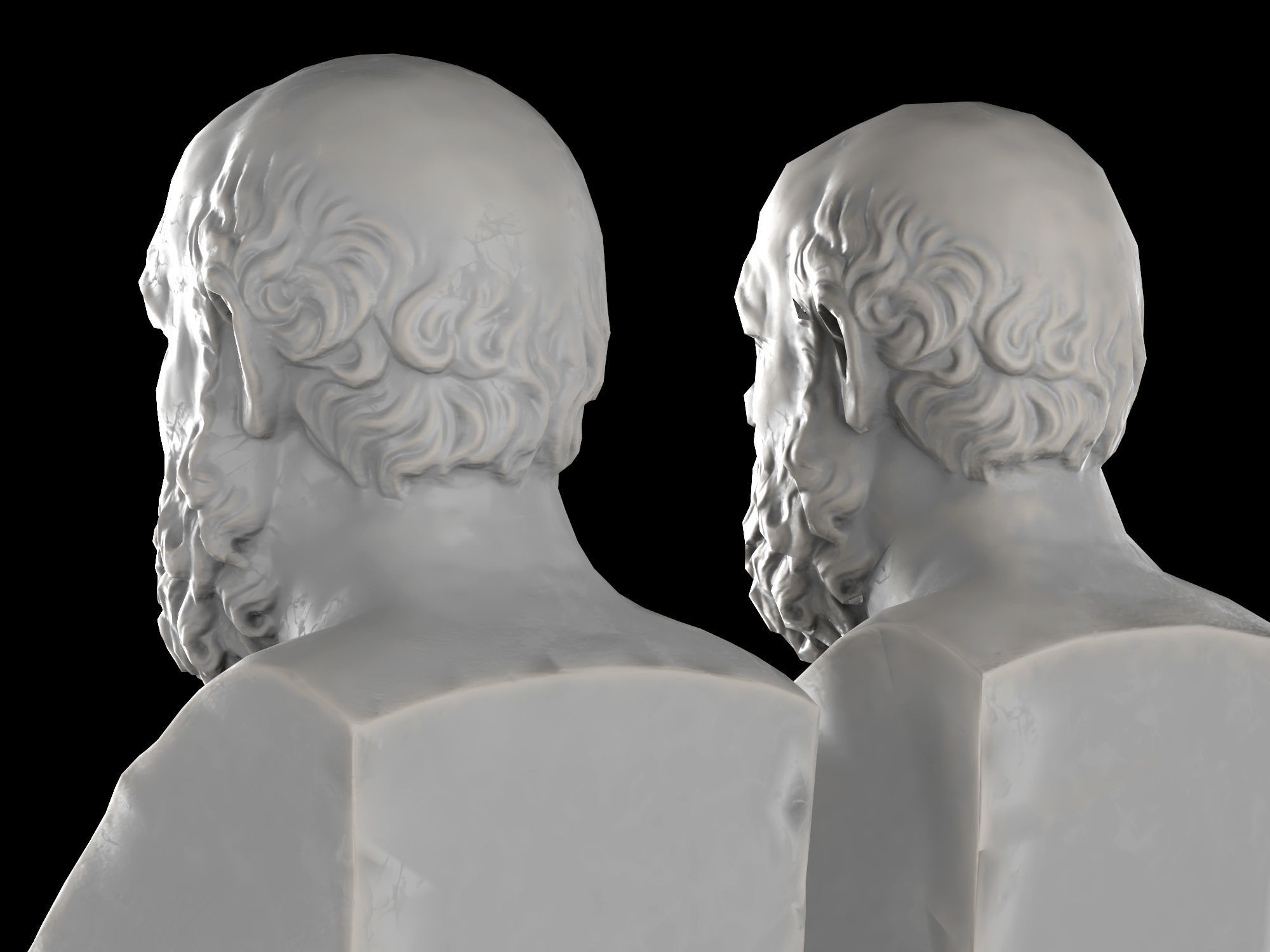 Socrates herm sculpture Low-poly 3D model_3