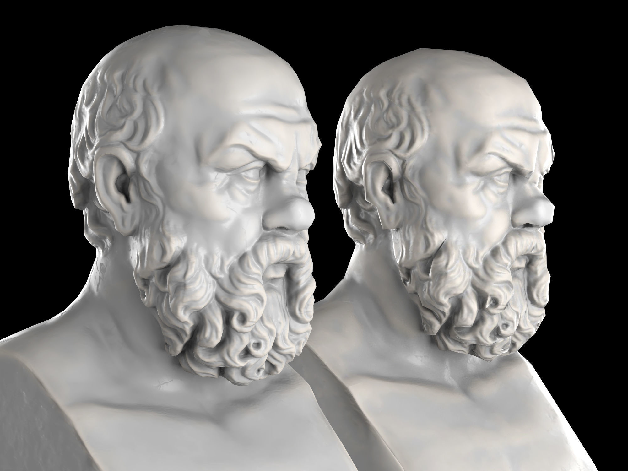 Socrates herm sculpture Low-poly 3D model_7