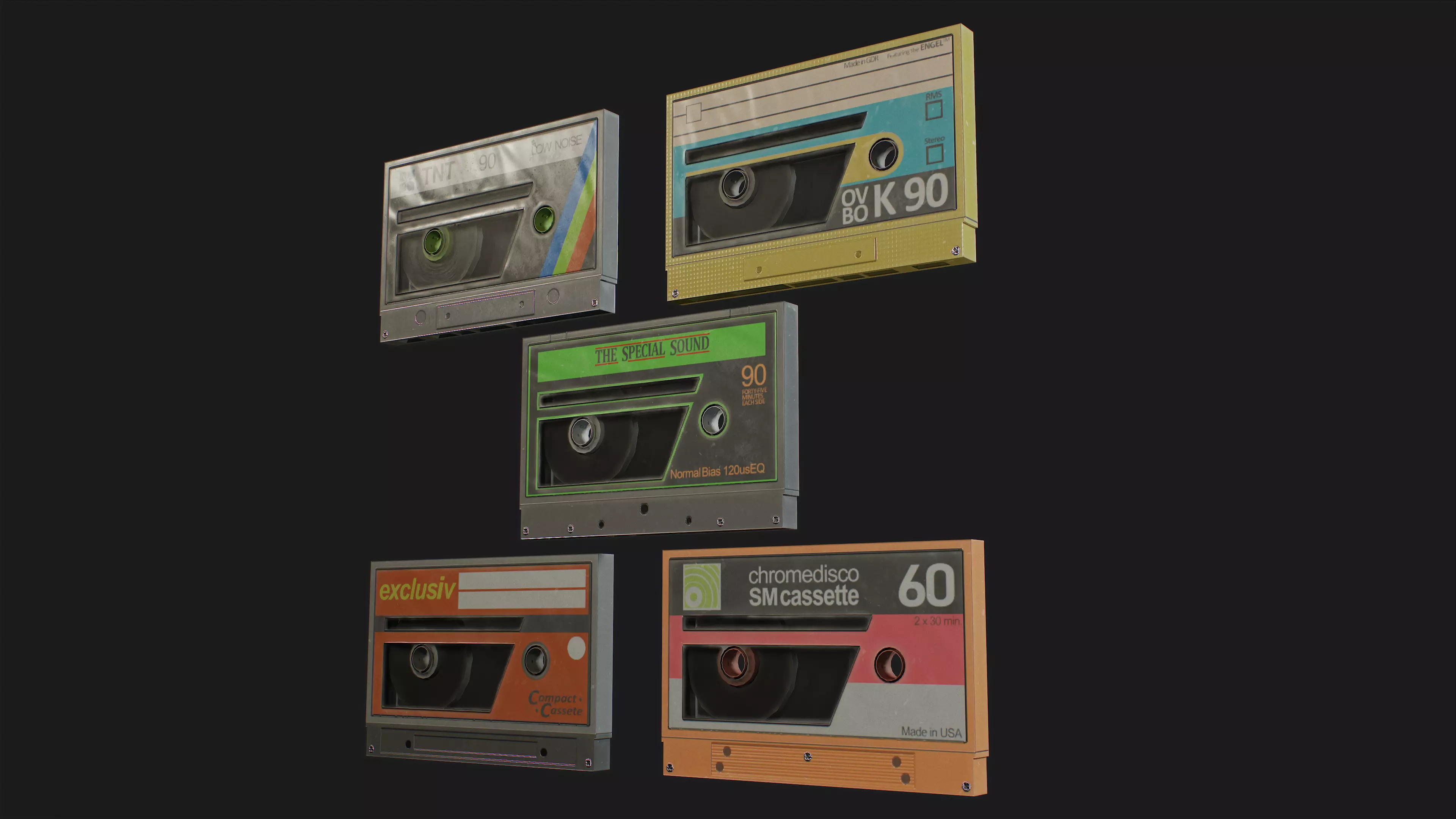 Cassettes Pack 01 Low-poly 3D model Low-poly 3D model_0