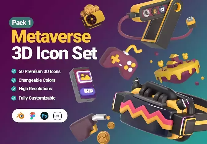 Metaverse 3D Icon Set Pack1 3D model