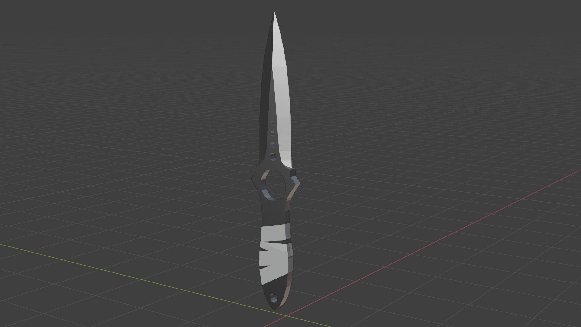 Skeletal knife Low-poly 3D model_1
