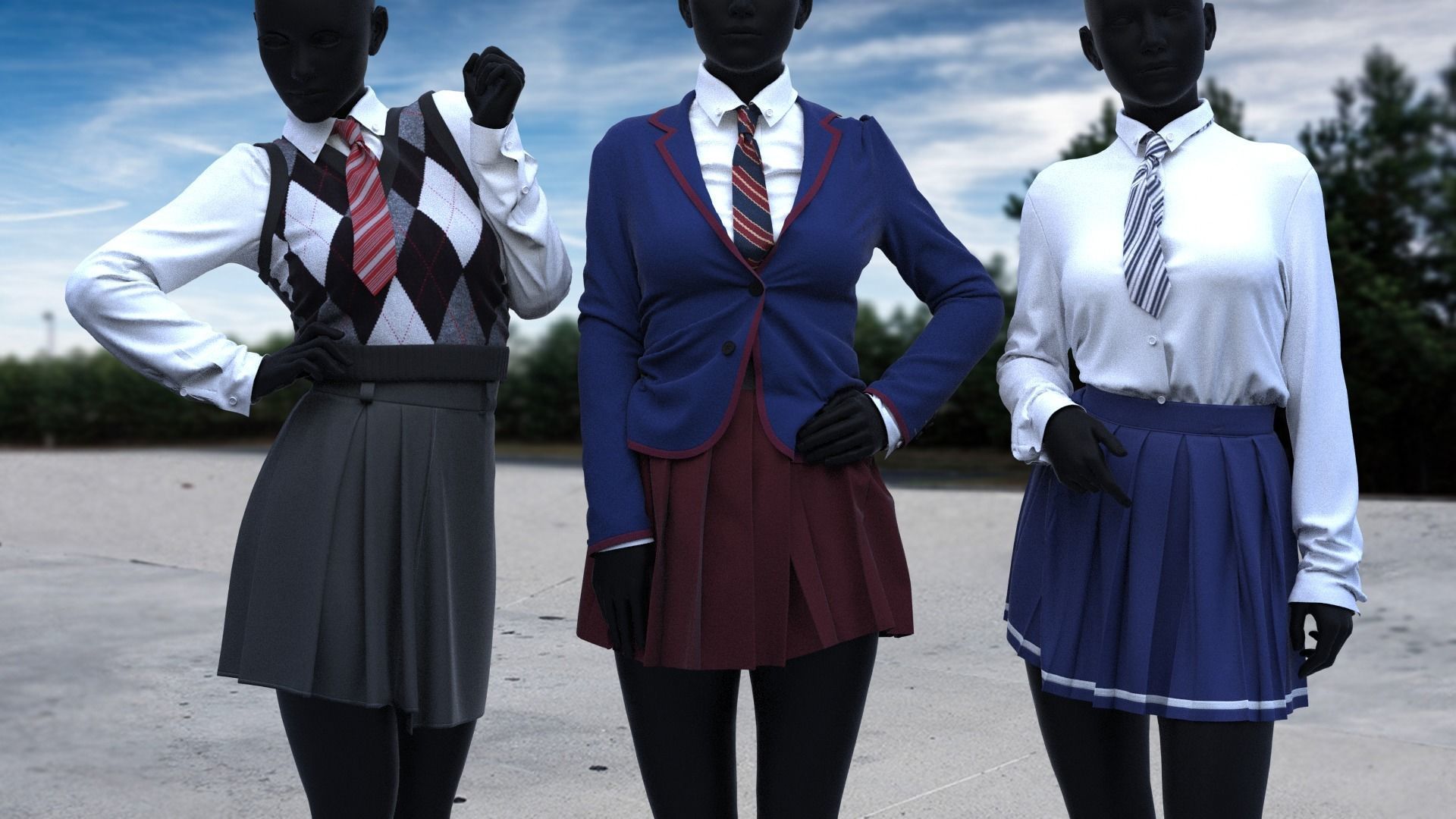 Realistic 3D Models Of School Uniforms 3D model_2
