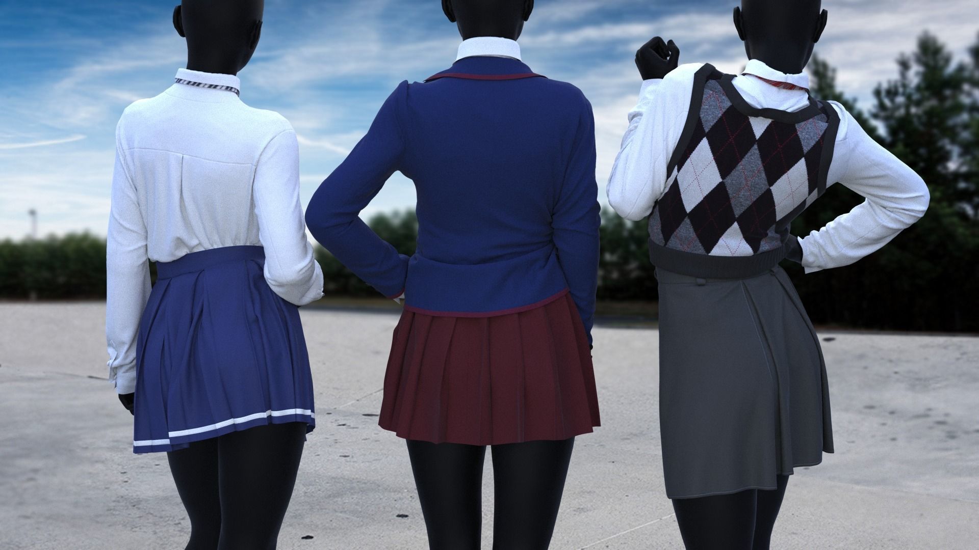 Realistic 3D Models Of School Uniforms 3D model_3