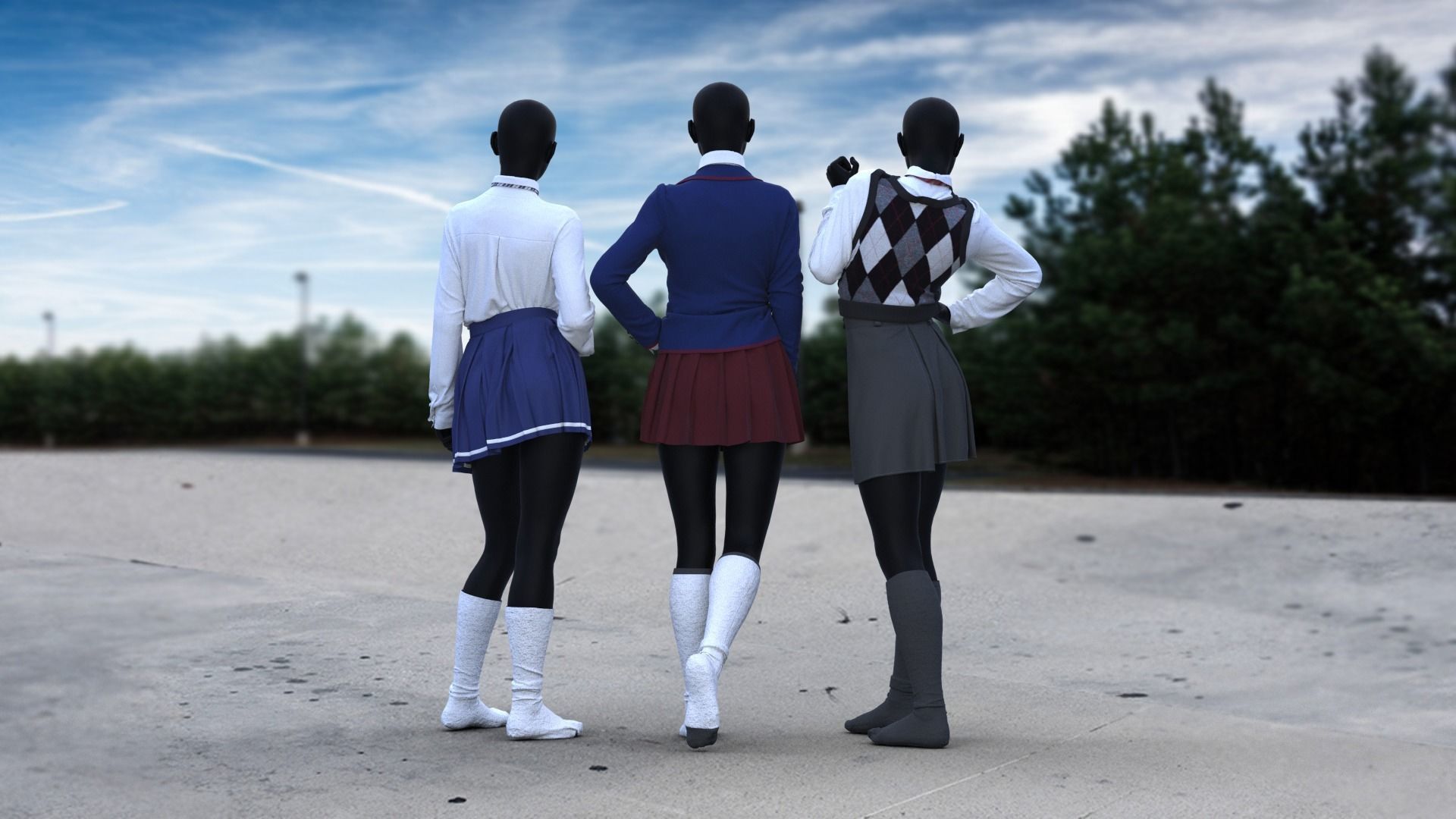 Realistic 3D Models Of School Uniforms 3D model_1
