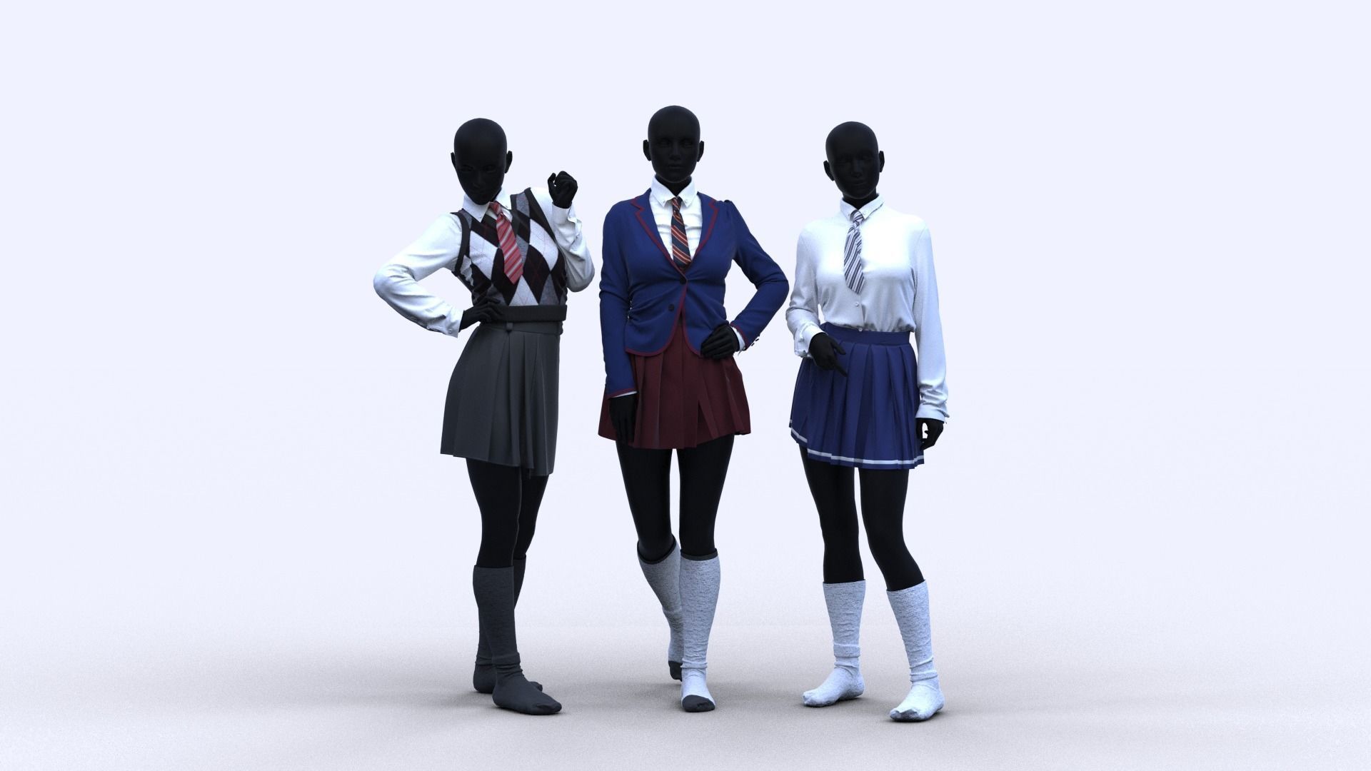 Realistic 3D Models Of School Uniforms 3D model_4