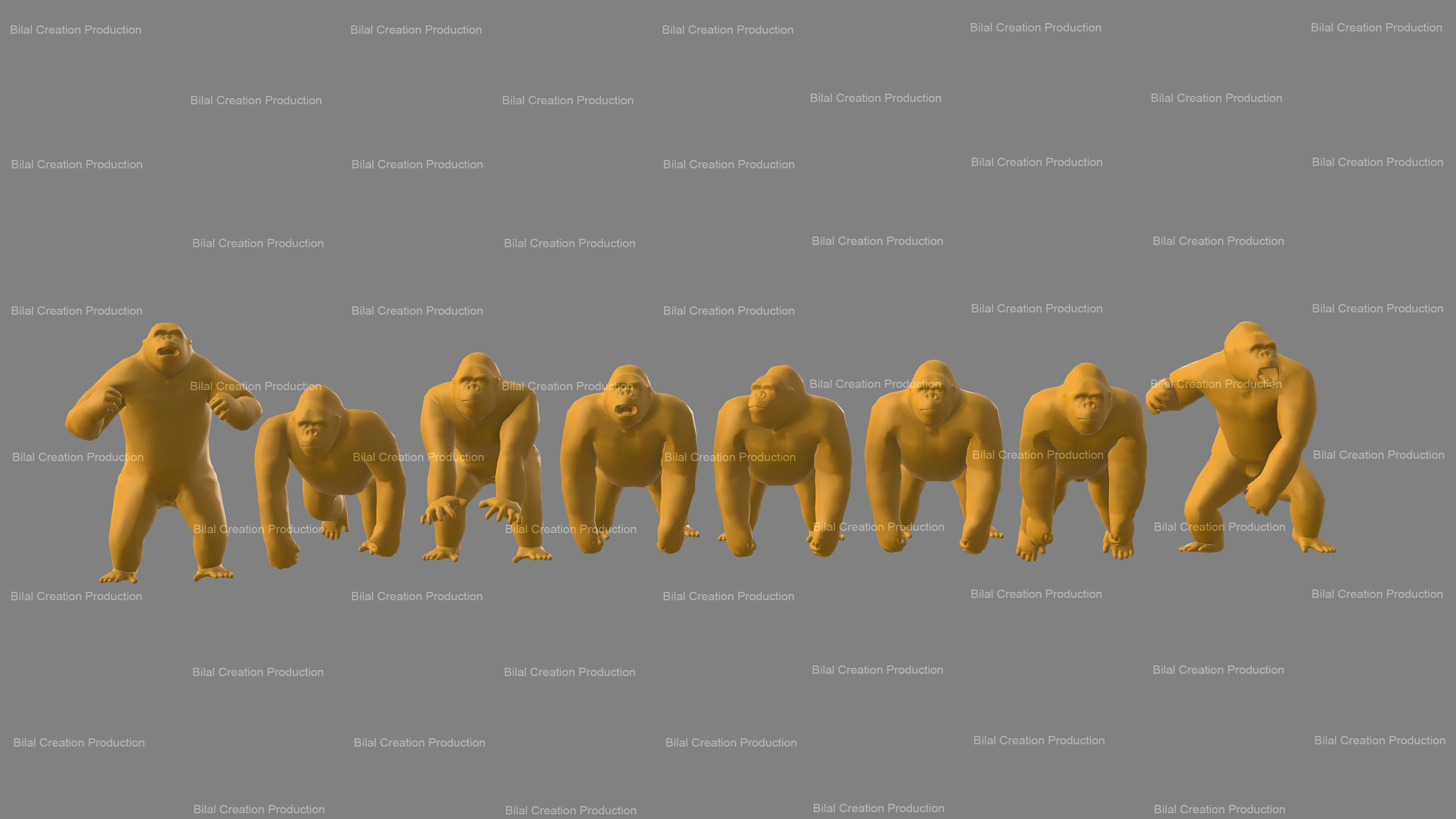 Gorilla Rigged Animated 9 Low-poly 3D model_16