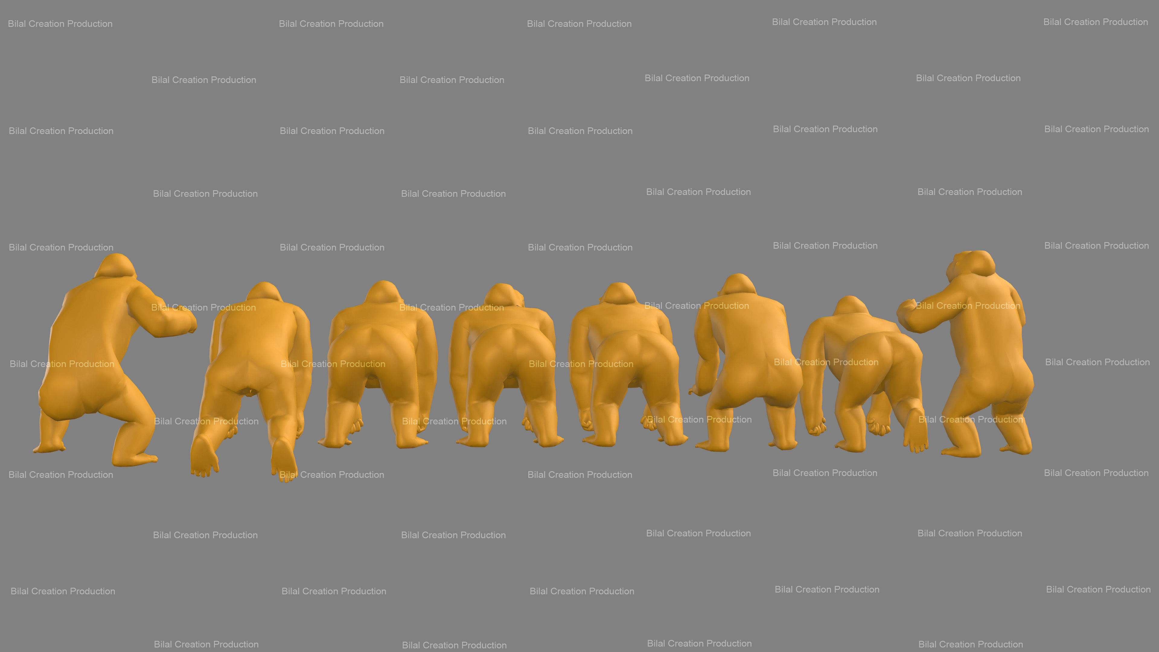 Gorilla Rigged Animated 9 Low-poly 3D model_17
