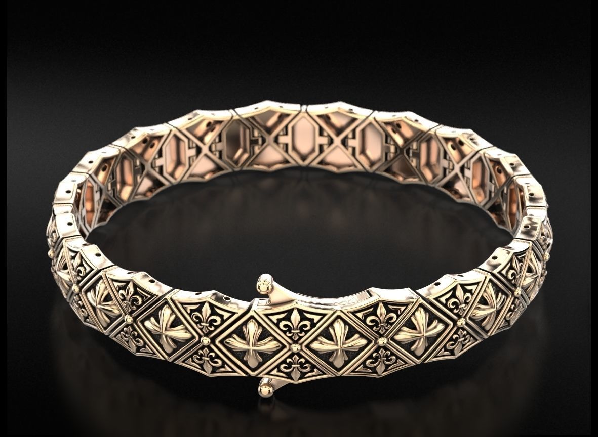 Stylish mens bracelet with a cross 718 3D print model_10