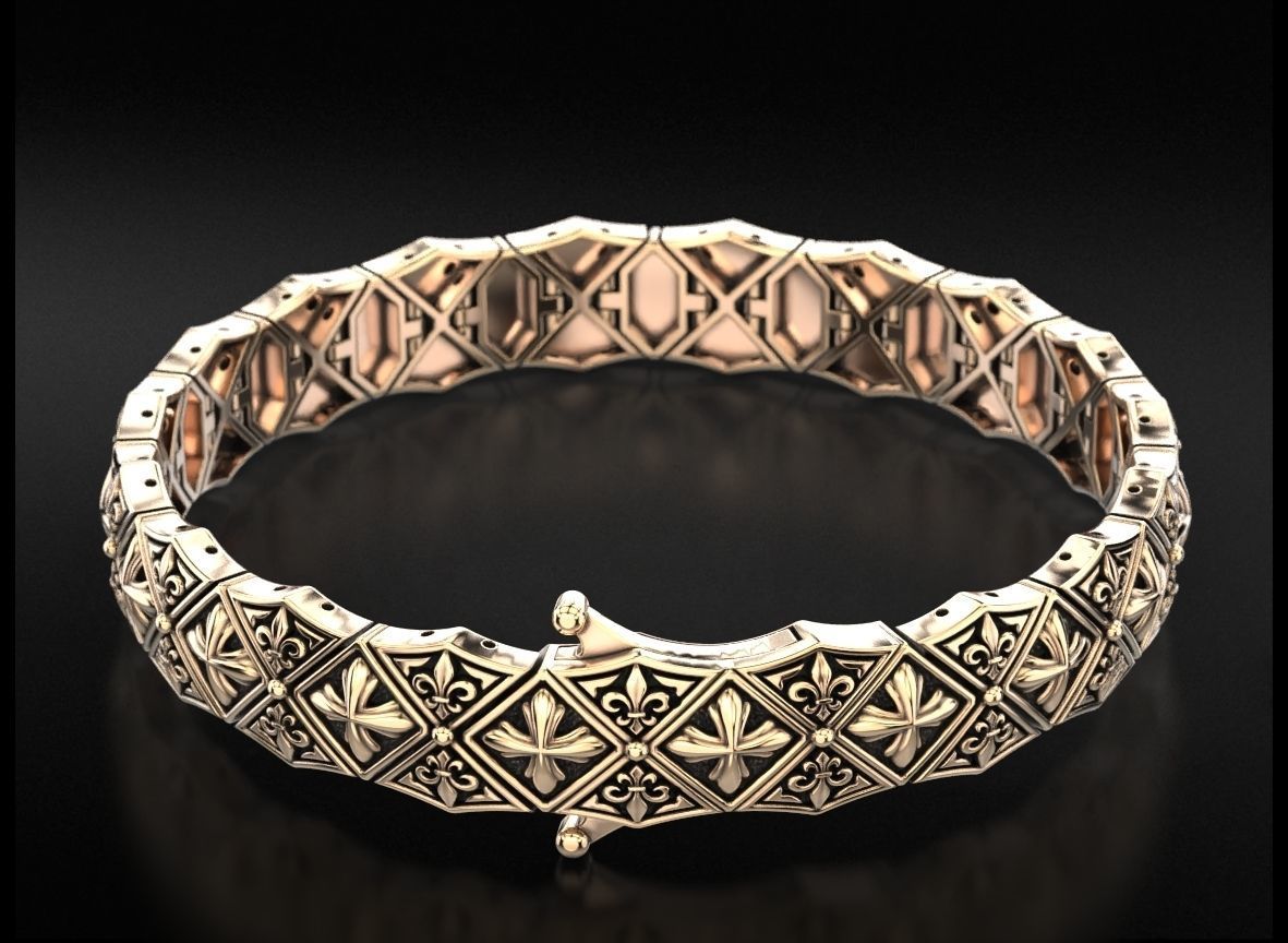 Stylish mens bracelet with a cross 718 3D print model_9