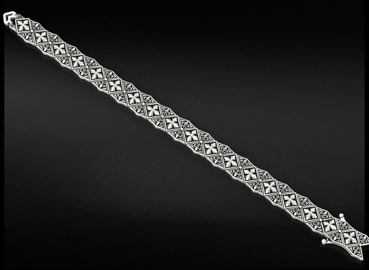 Stylish mens bracelet with a cross 718 3D print model_1