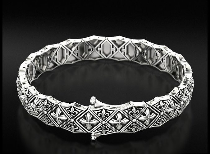 Stylish mens bracelet with a cross 718 3D print model