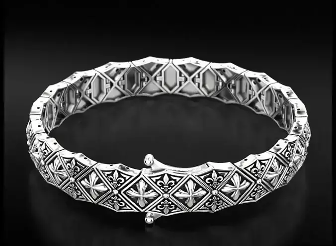Stylish mens bracelet with a cross 718 3D print model