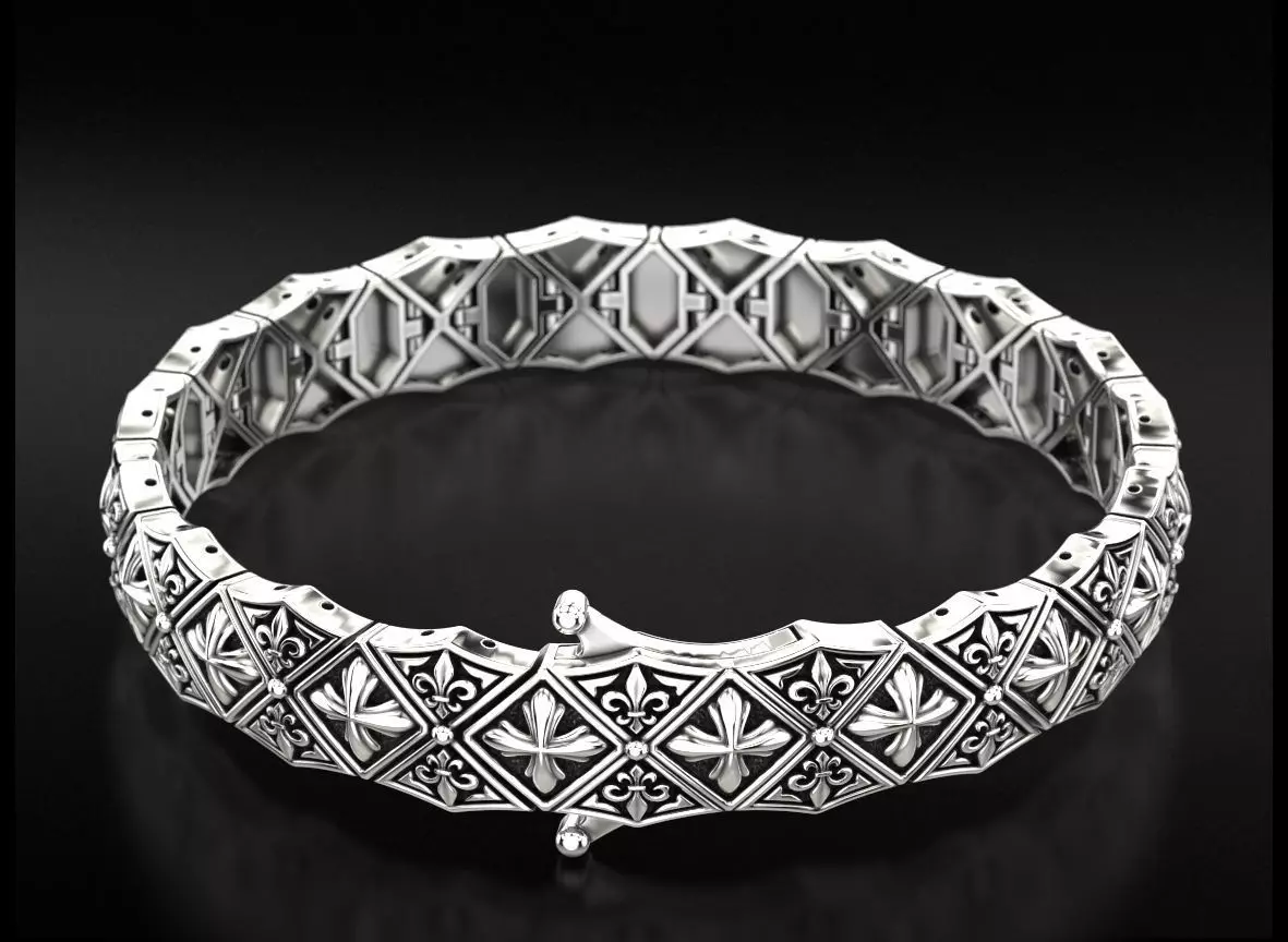 Stylish mens bracelet with a cross 718 3D print model_0