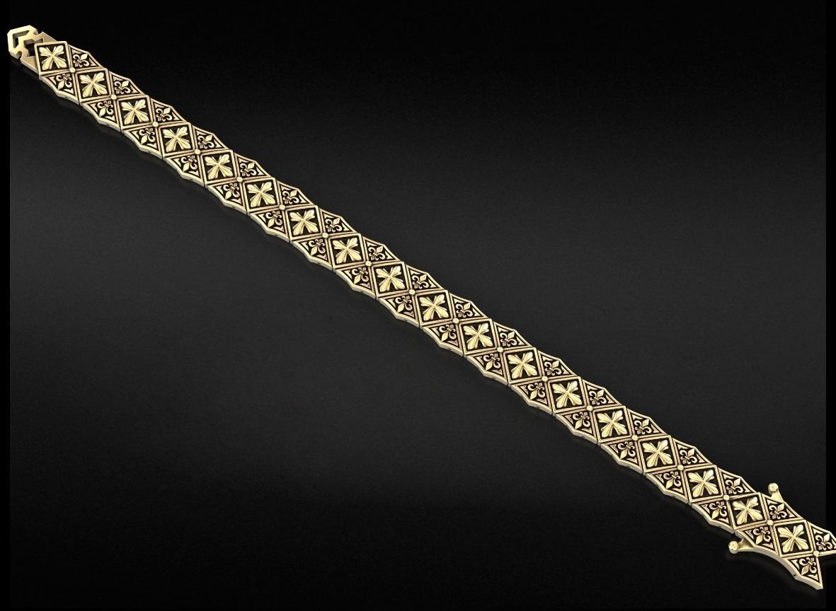 Stylish mens bracelet with a cross 718 3D print model_4