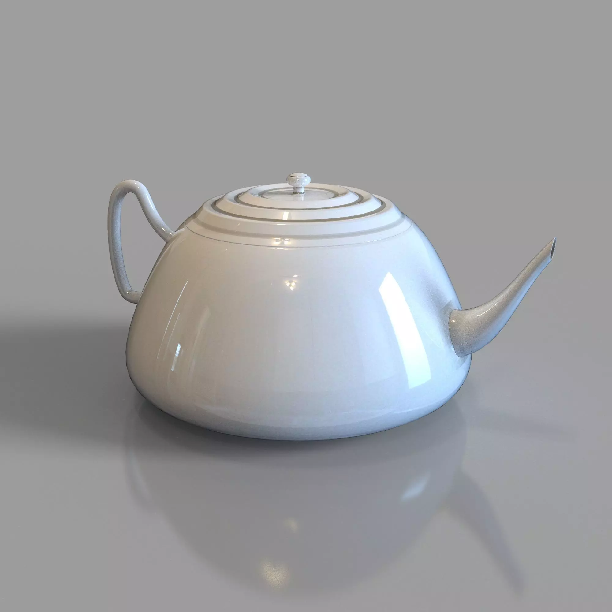 White ceramic teapot Free 3D model_0