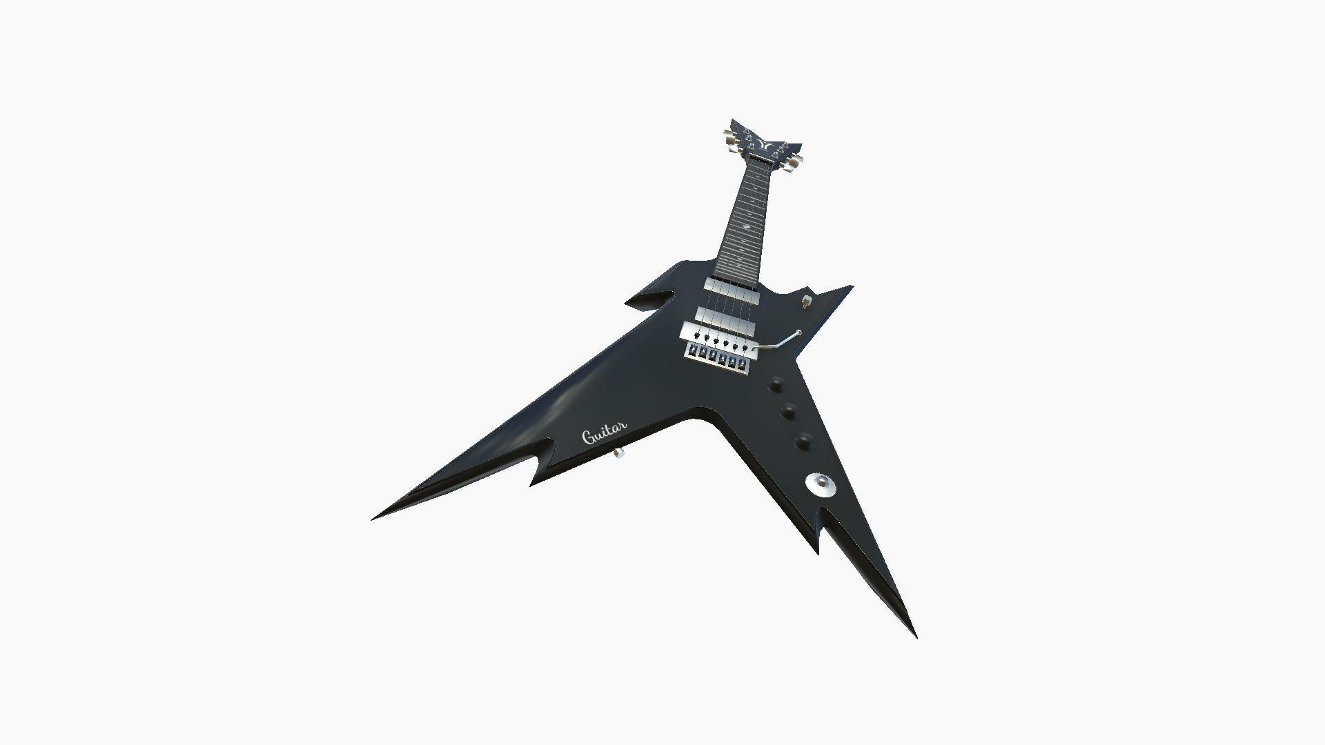 Electric Guitar B01 Full Black - Music Instrument Design Low-poly 3D model_1