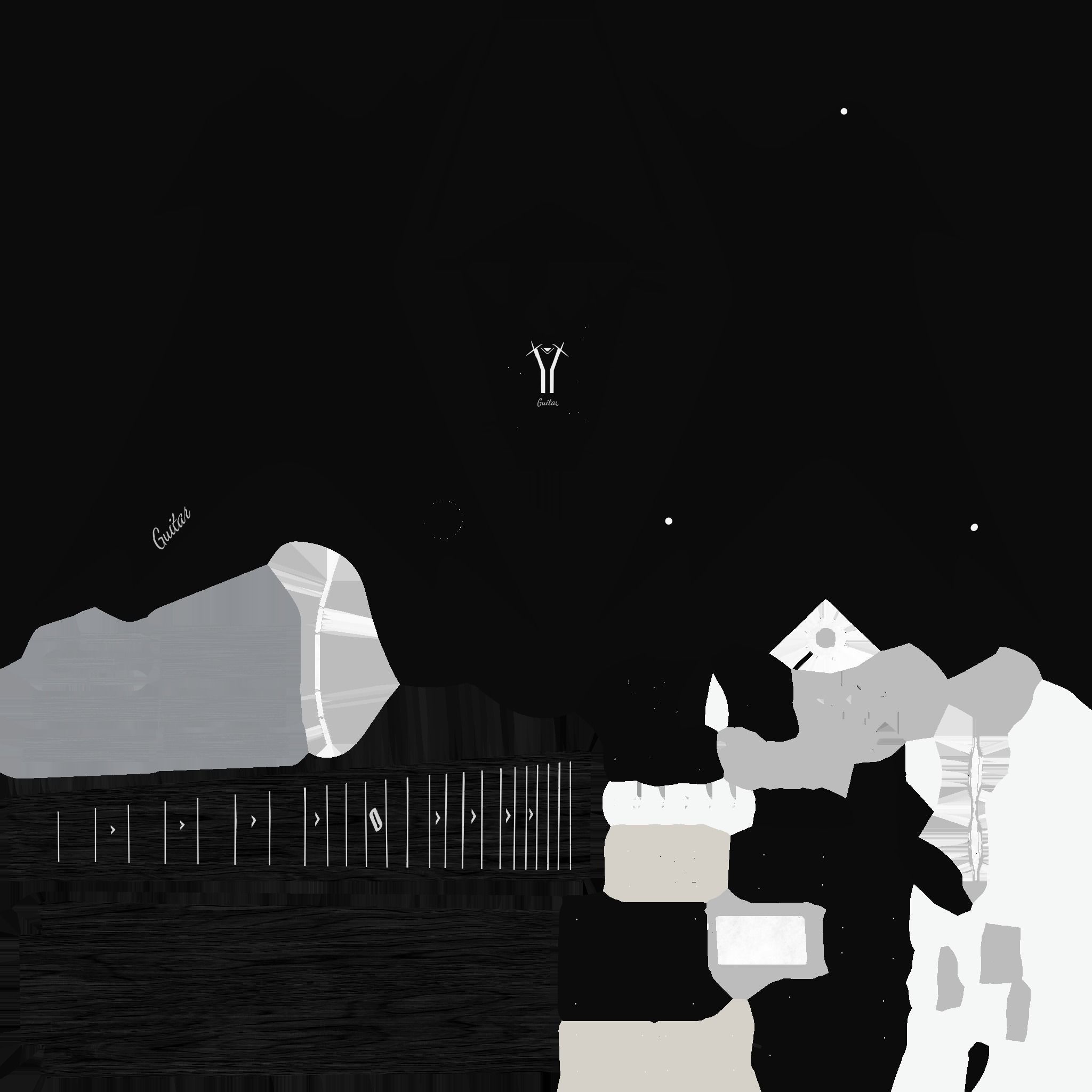 Electric Guitar B01 Full Black - Music Instrument Design Low-poly 3D model_20