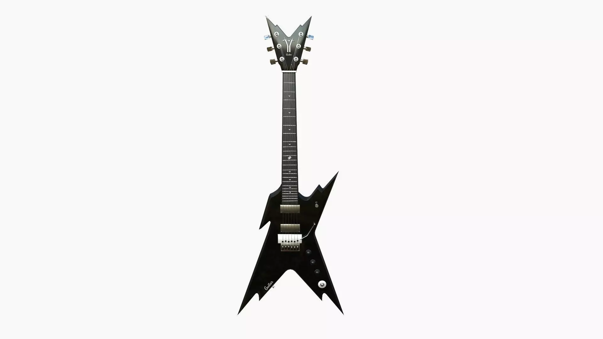 Electric Guitar B01 Full Black - Music Instrument Design Low-poly 3D model_0