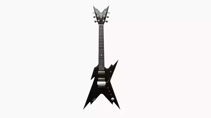 Electric Guitar B01 Full Black - Music Instrument Design Low-poly 3D model