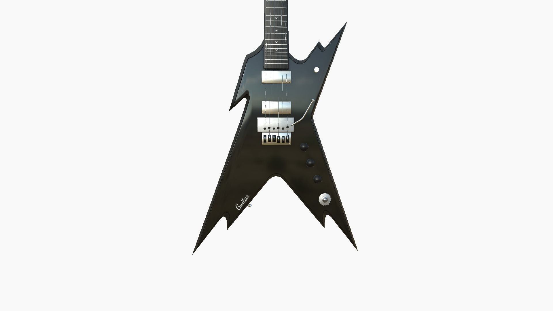 Electric Guitar B01 Full Black - Music Instrument Design Low-poly 3D model_3