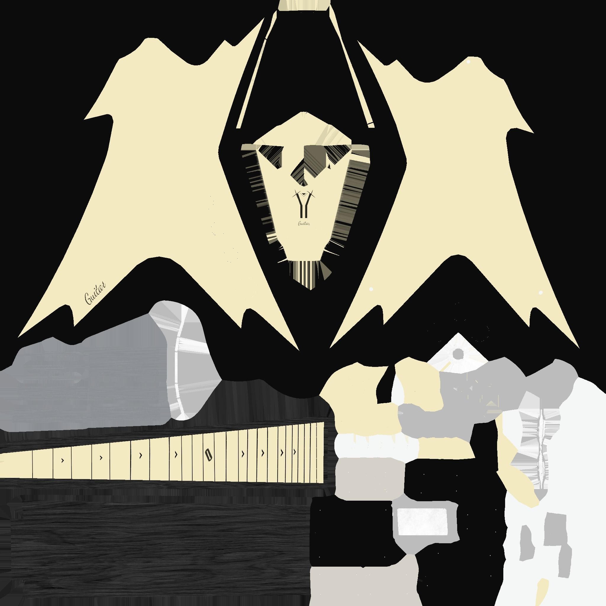 Electric Guitar B02 Beige Black - Music Instrument Design Low-poly 3D model_20