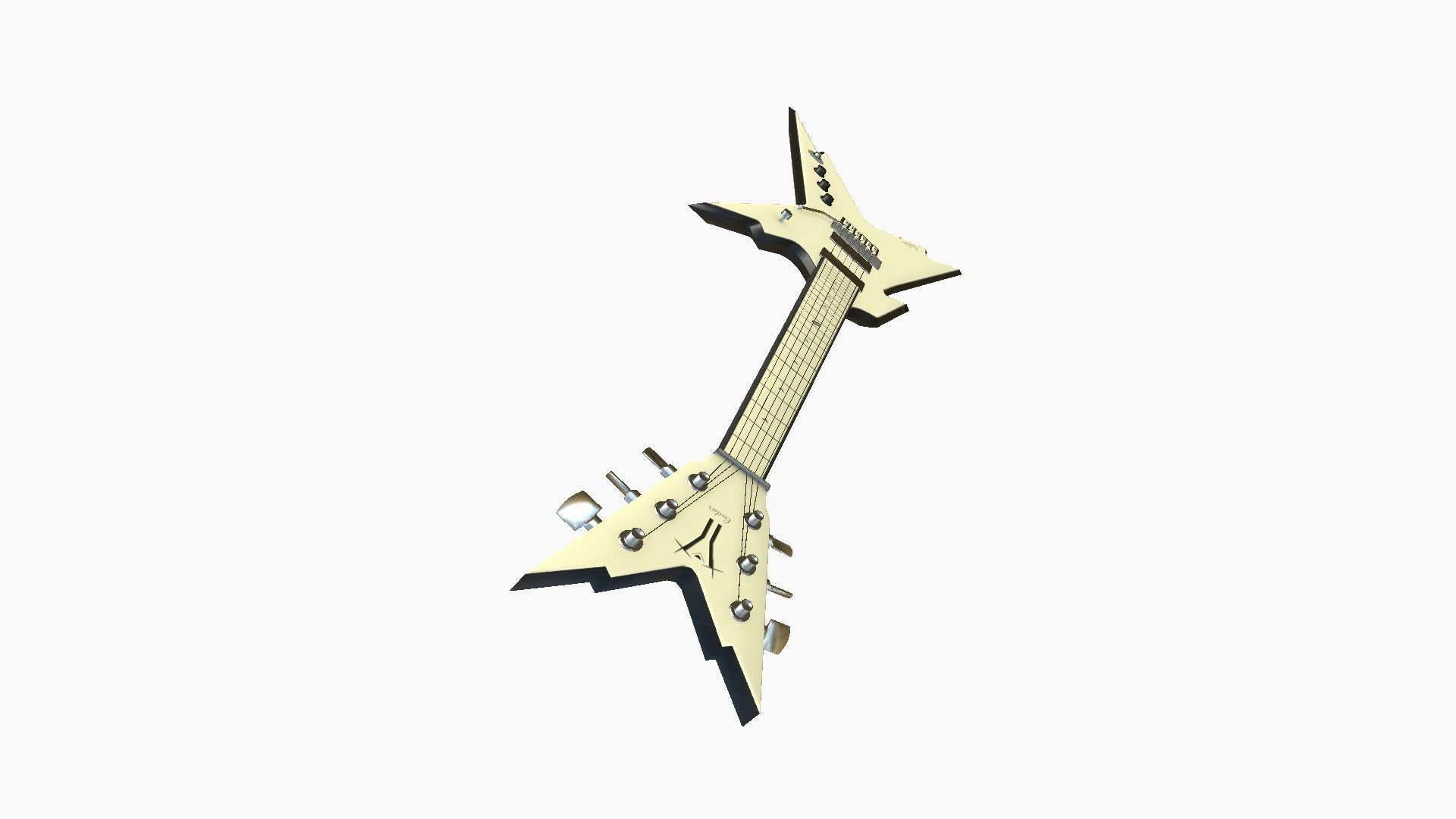 Electric Guitar B02 Beige Black - Music Instrument Design Low-poly 3D model_2