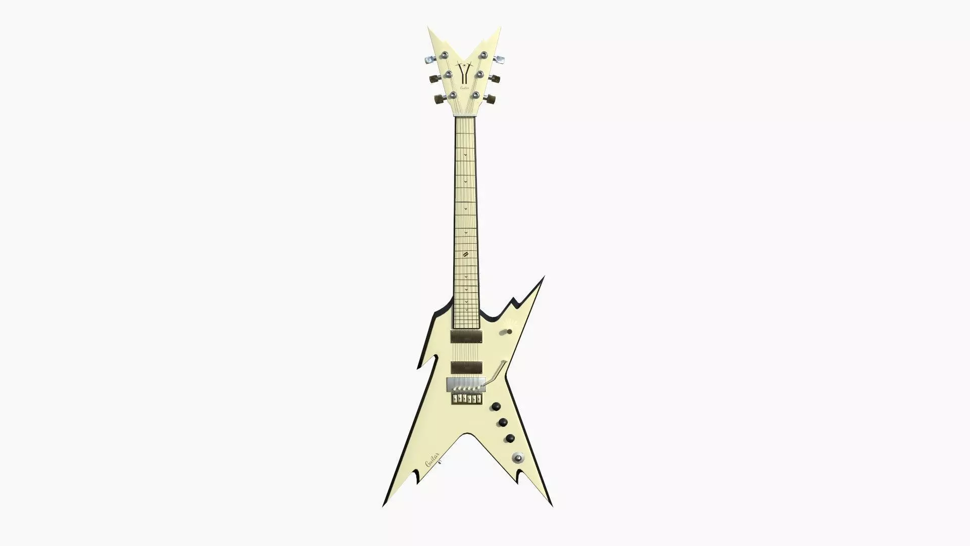 Electric Guitar B02 Beige Black - Music Instrument Design Low-poly 3D model_0