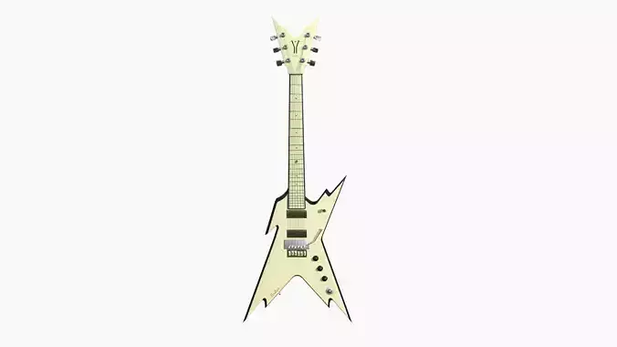 Electric Guitar B02 Beige Black - Music Instrument Design Low-poly 3D model