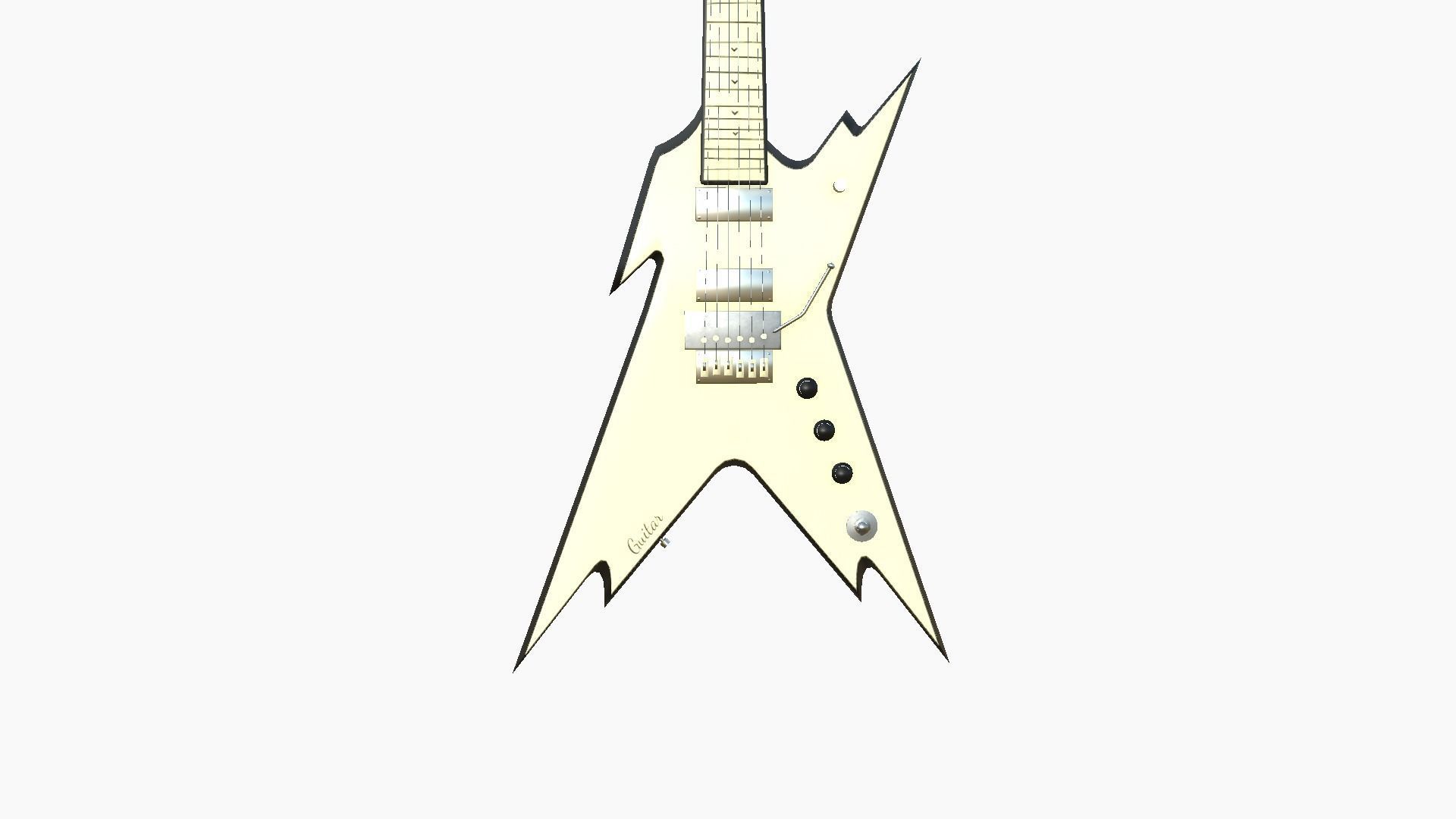 Electric Guitar B02 Beige Black - Music Instrument Design Low-poly 3D model_3