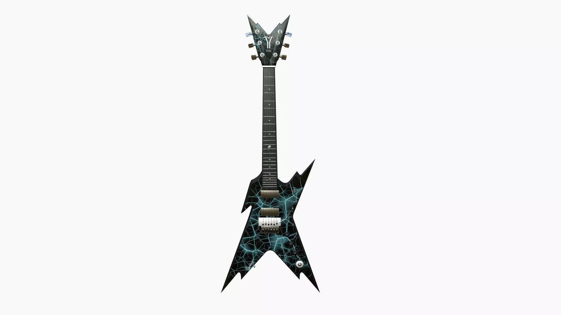 Electric Guitar B03 Thunder - Music Instrument Design Low-poly 3D model_0