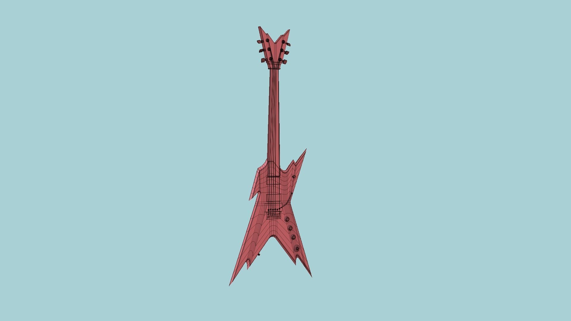 Electric Guitar B03 Thunder - Music Instrument Design Low-poly 3D model_14