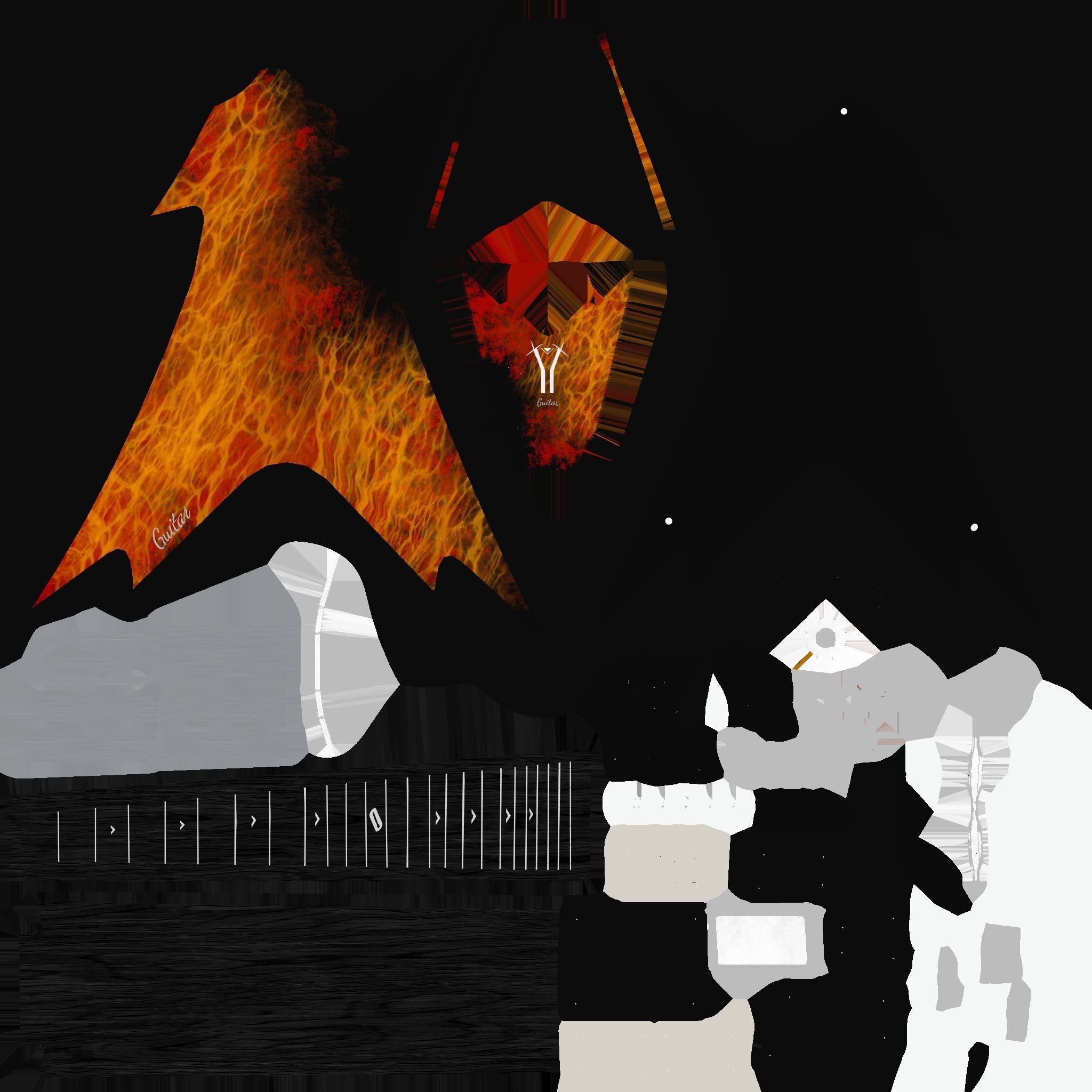 Electric Guitar B04 Flame - Music Instrument Design Low-poly 3D model_20