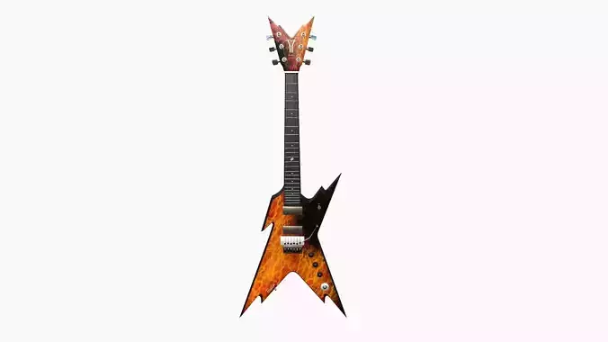 Electric Guitar B04 Flame - Music Instrument Design Low-poly 3D model