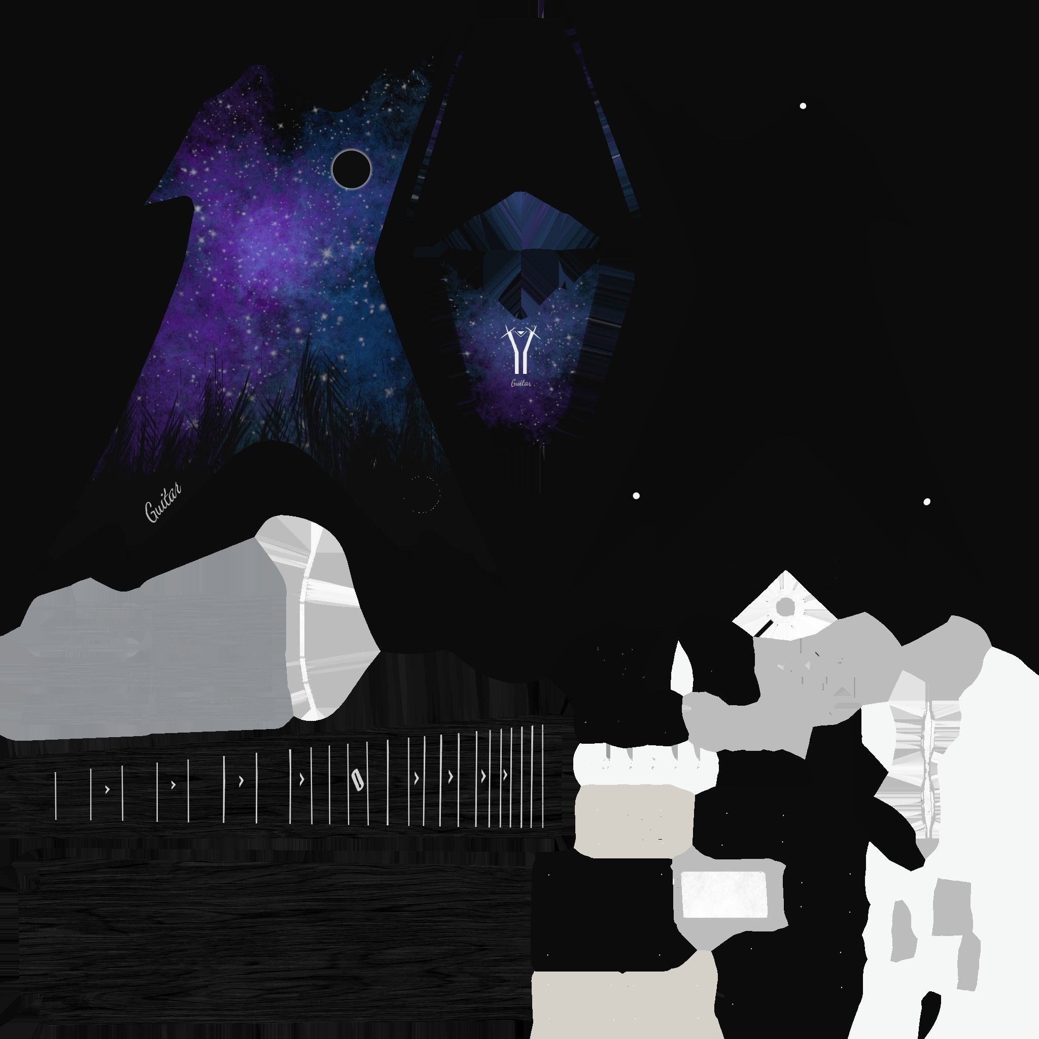 Electric Guitar B05 Galaxy - Music Instrument Design Low-poly 3D model_20