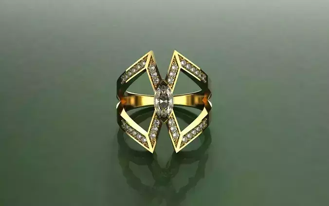 Diamond Ring Navete - 3D Jewelry - AN-455 3D print model