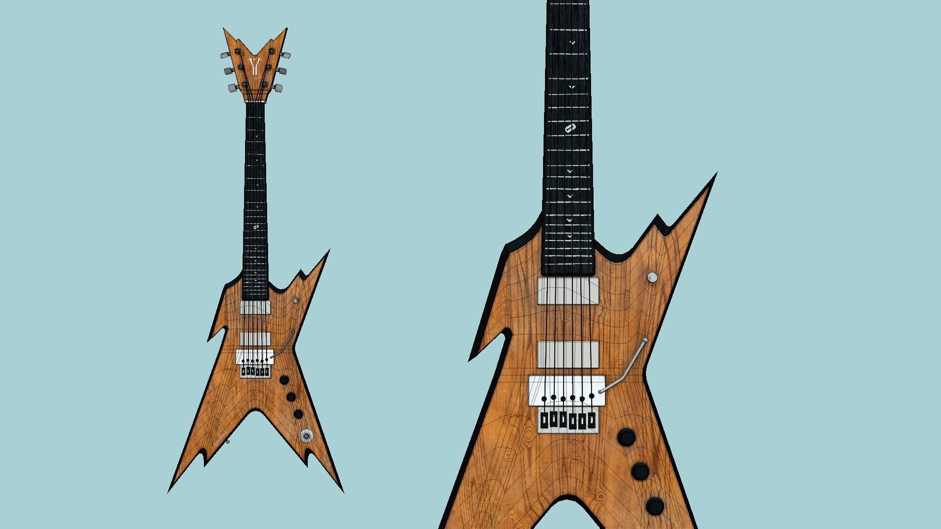 Electric Guitar B06 Wood - Music Instrument Design Low-poly 3D model_6