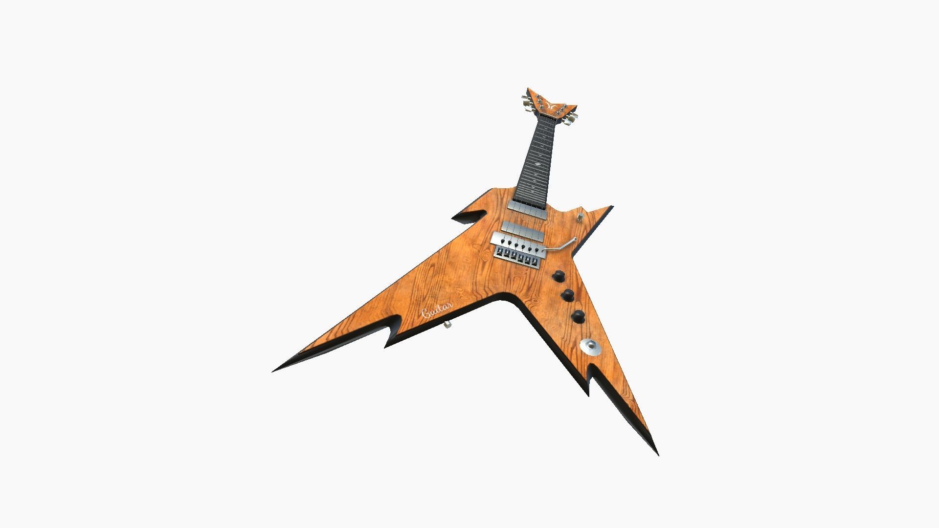 Electric Guitar B06 Wood - Music Instrument Design Low-poly 3D model_1