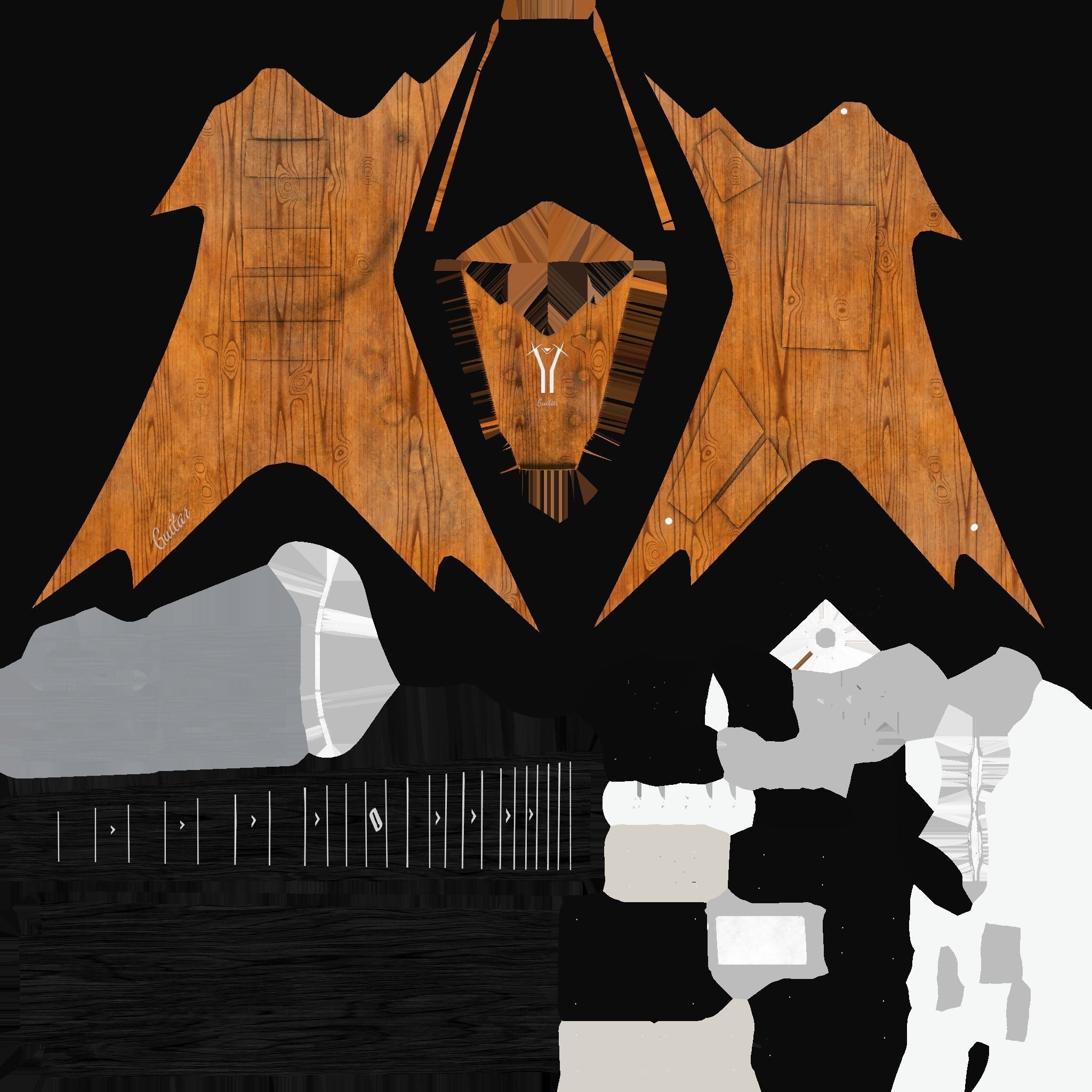 Electric Guitar B06 Wood - Music Instrument Design Low-poly 3D model_20