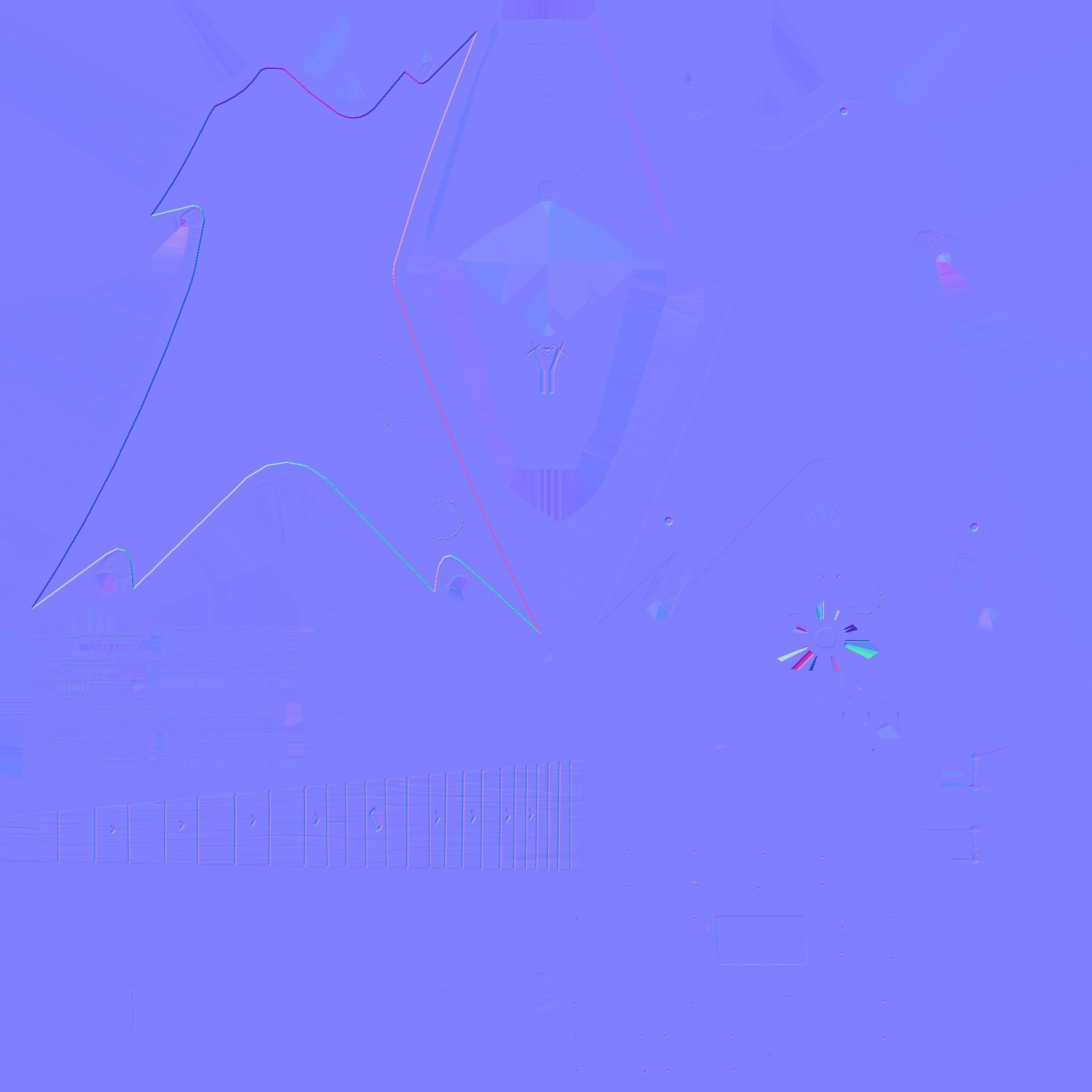 Electric Guitar B07 Black Gold - Music Instrument Design Low-poly 3D model_23