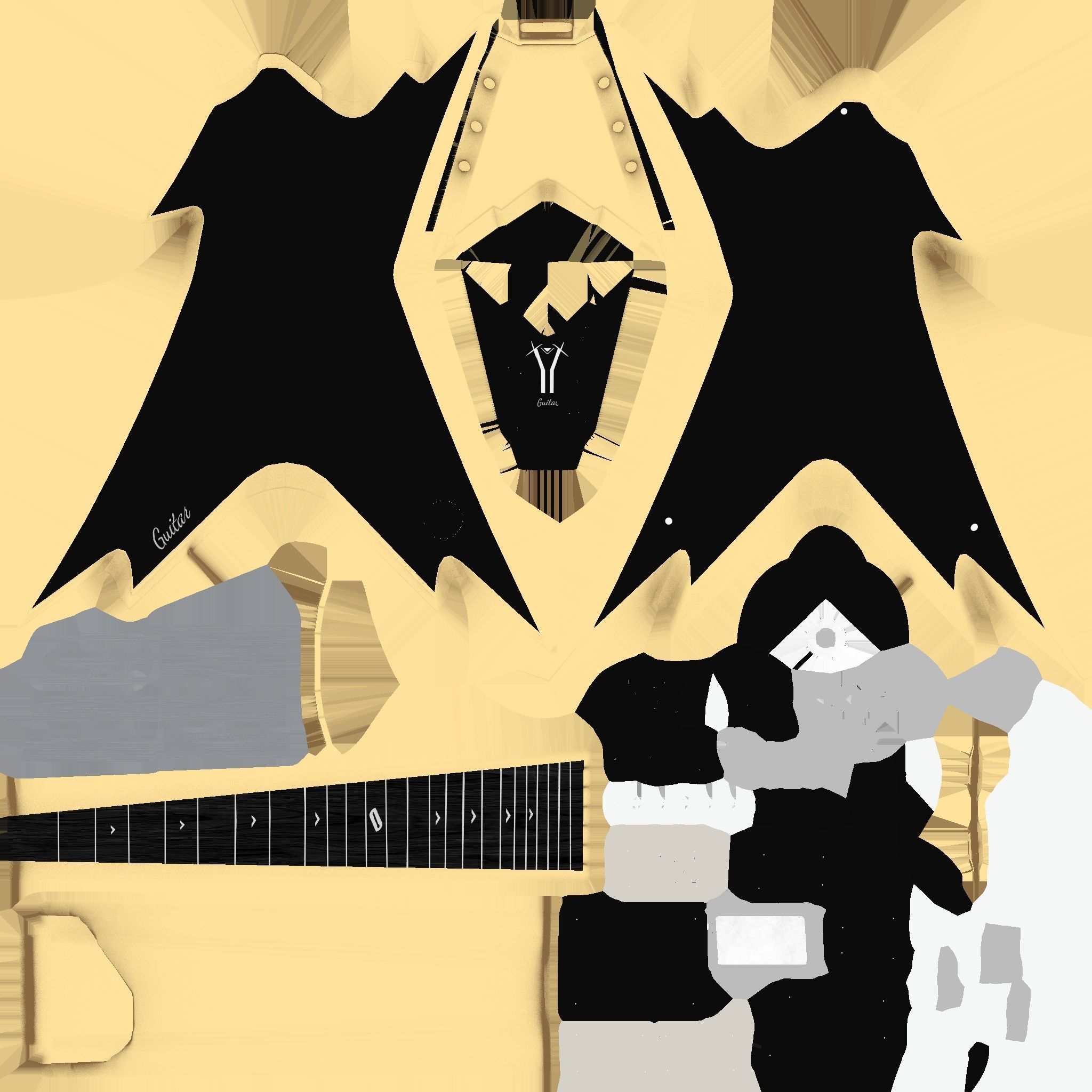 Electric Guitar B07 Black Gold - Music Instrument Design Low-poly 3D model_20