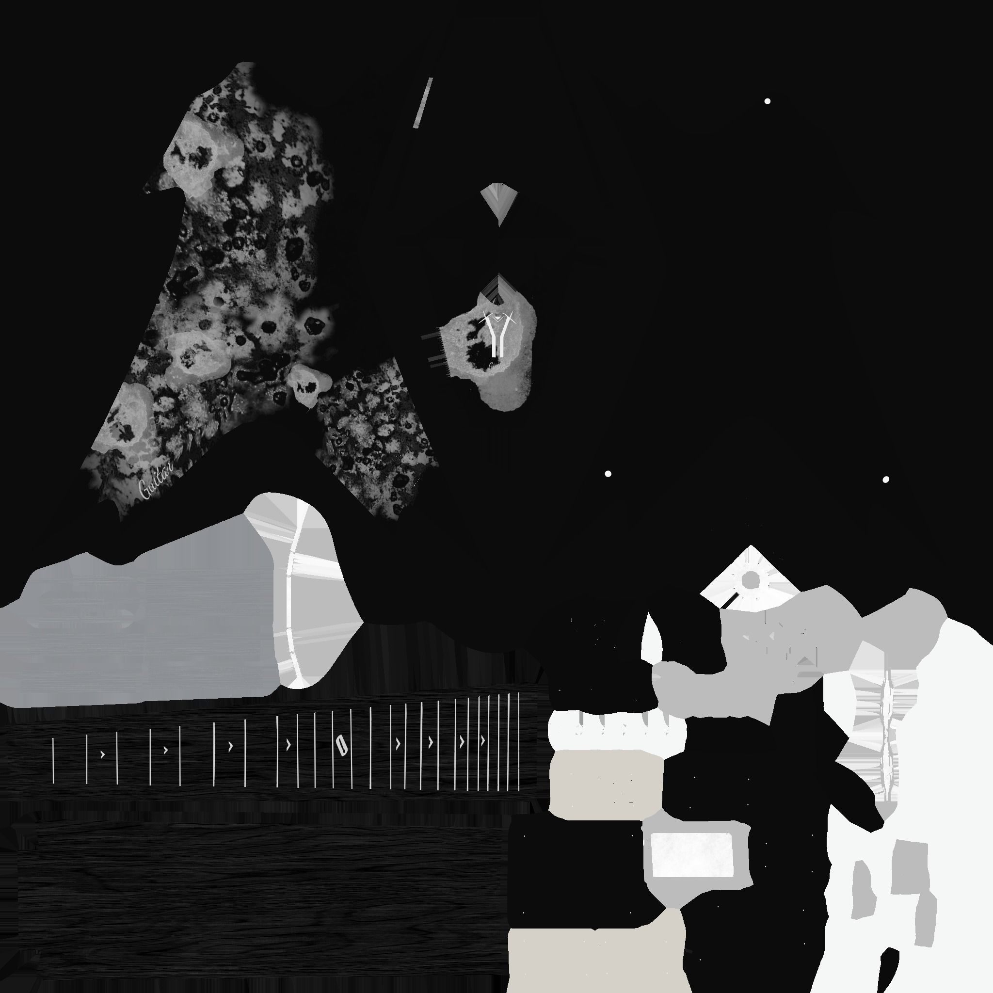 Electric Guitar B08 Abstract Skulls - Music Instrument Design Low-poly 3D model_20